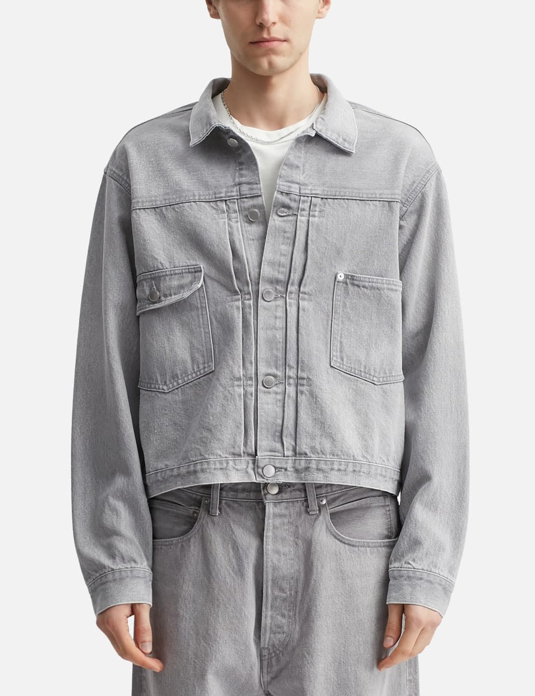 Time Travel Trucker Jacket Gray Denim view 3