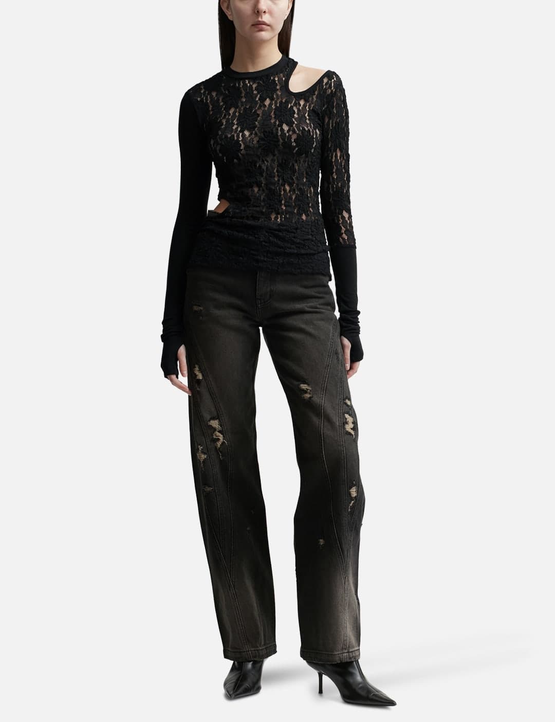 CUT-OUT FLORAL PANELED TOP view 4