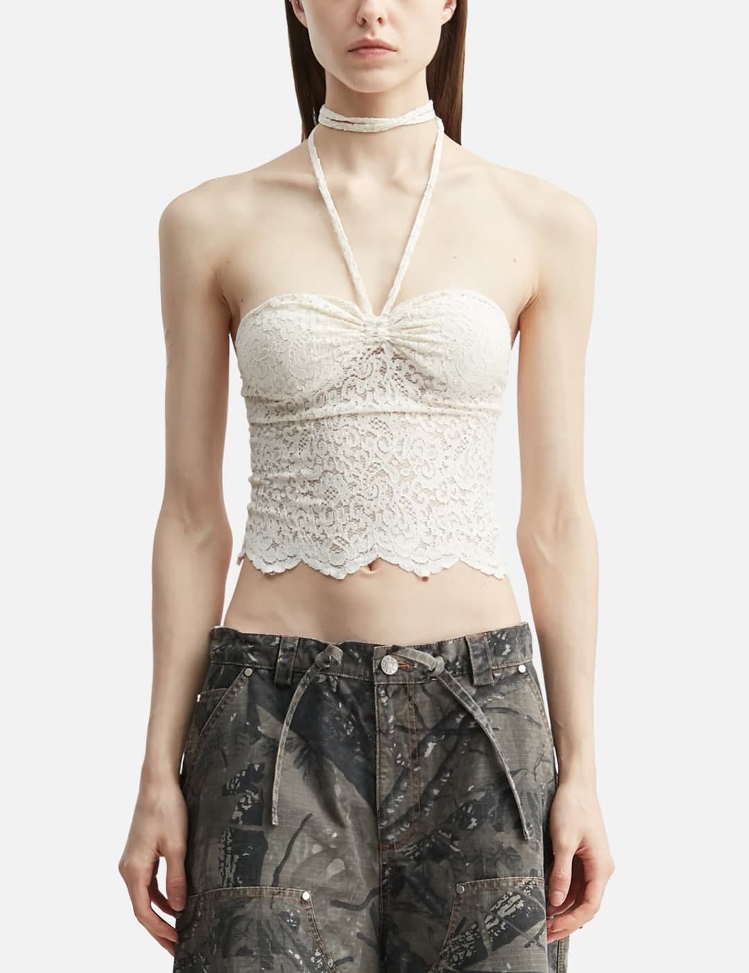 White Lace Halter Neck Top view 3