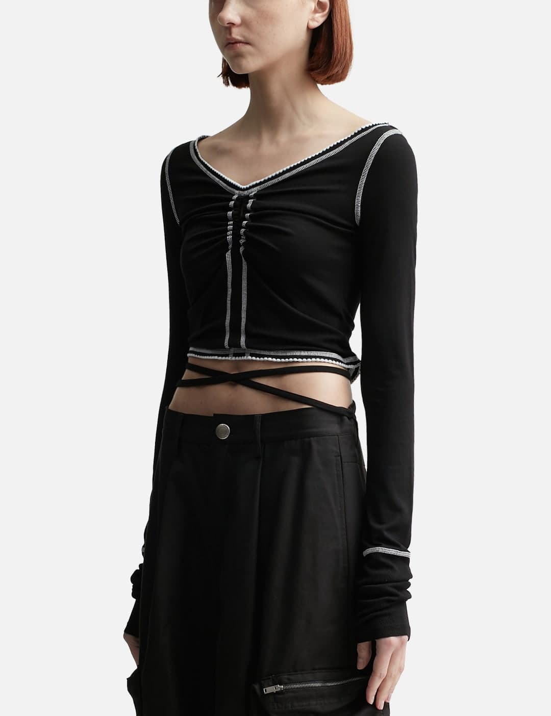 Shirred Long Sleeve T-Shirt view 2