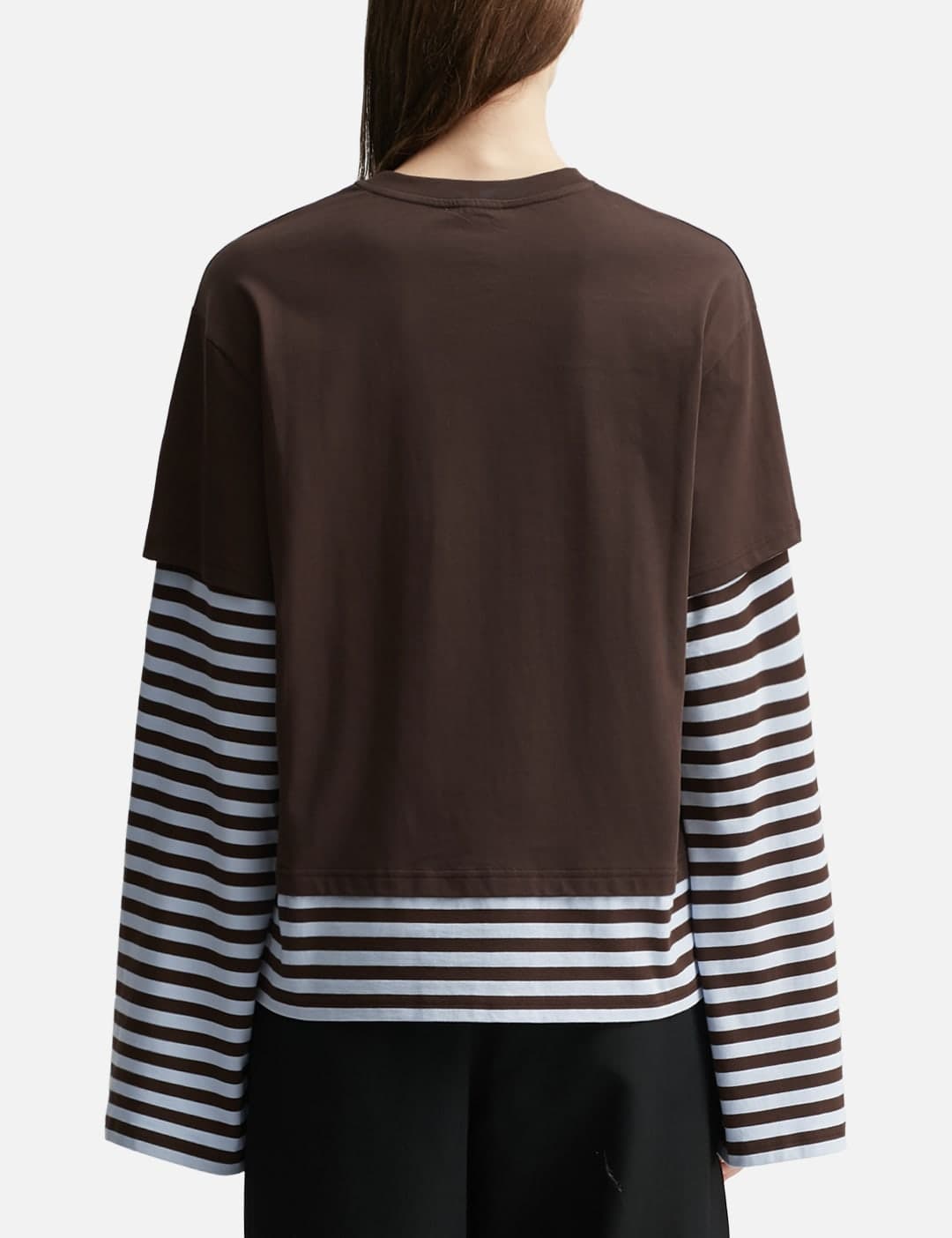 Long Sleeve 2-In-1 Tee With Knit Patch view 3