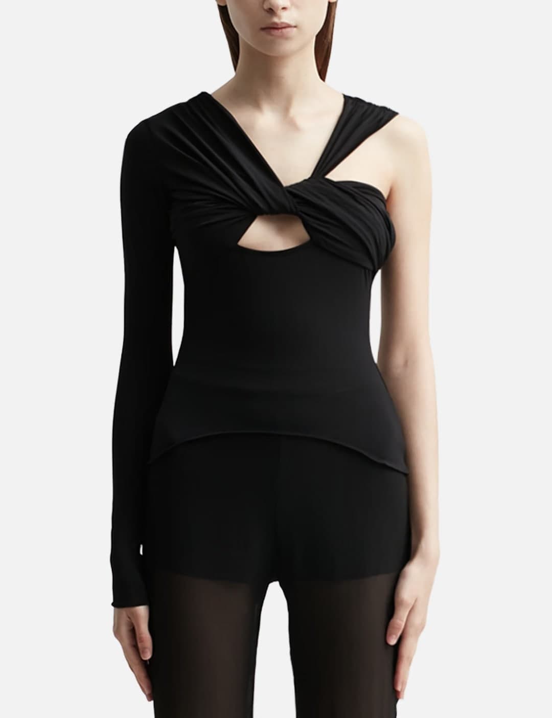 ONE SHOULDER ASYMMETRICAL DRAPED TOP