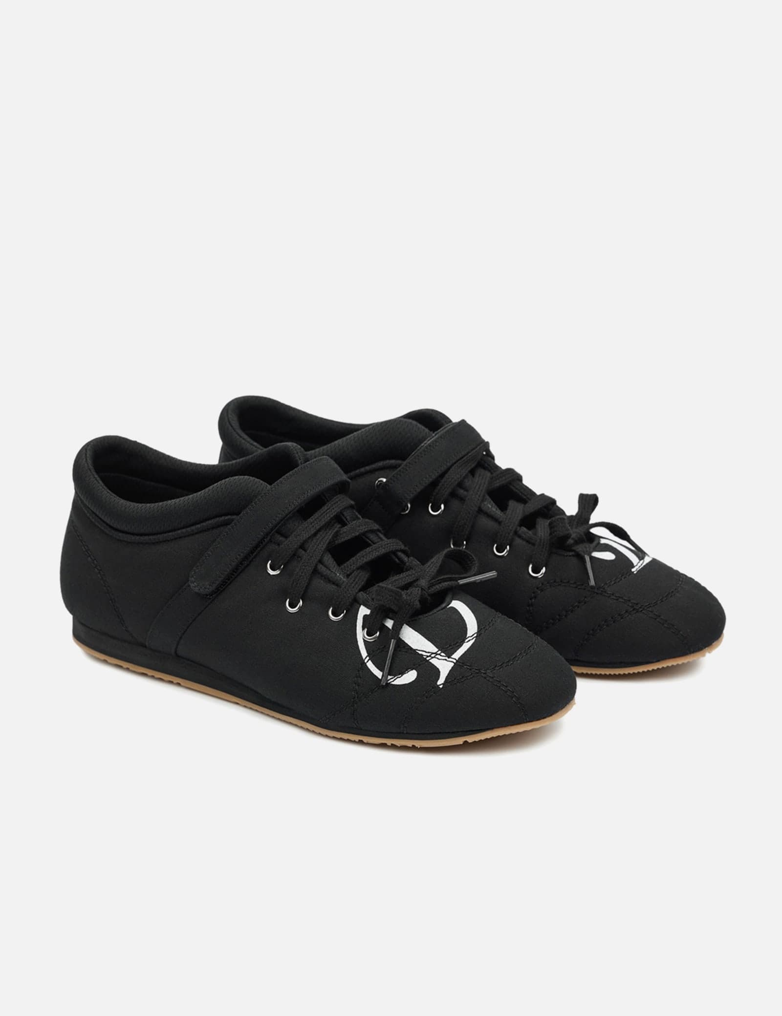 D Logo Lace Up Mozzi Shoes In Black view 3