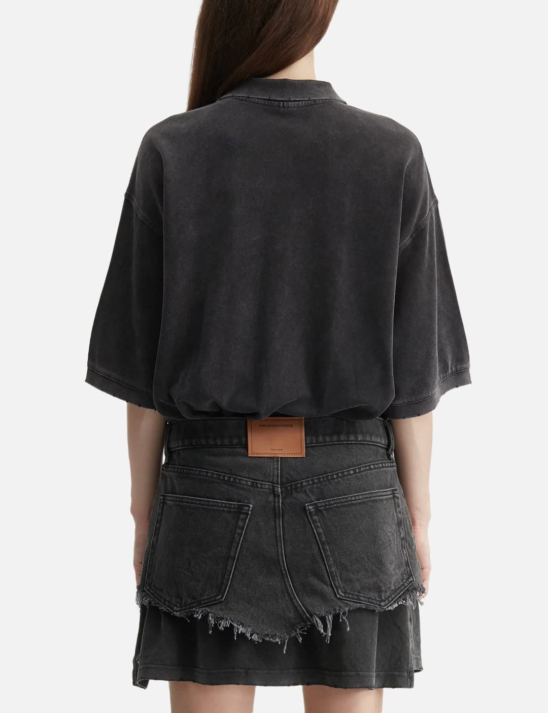 Layered Polo Mini Dress With Reconstructed Denim Skirt view 4