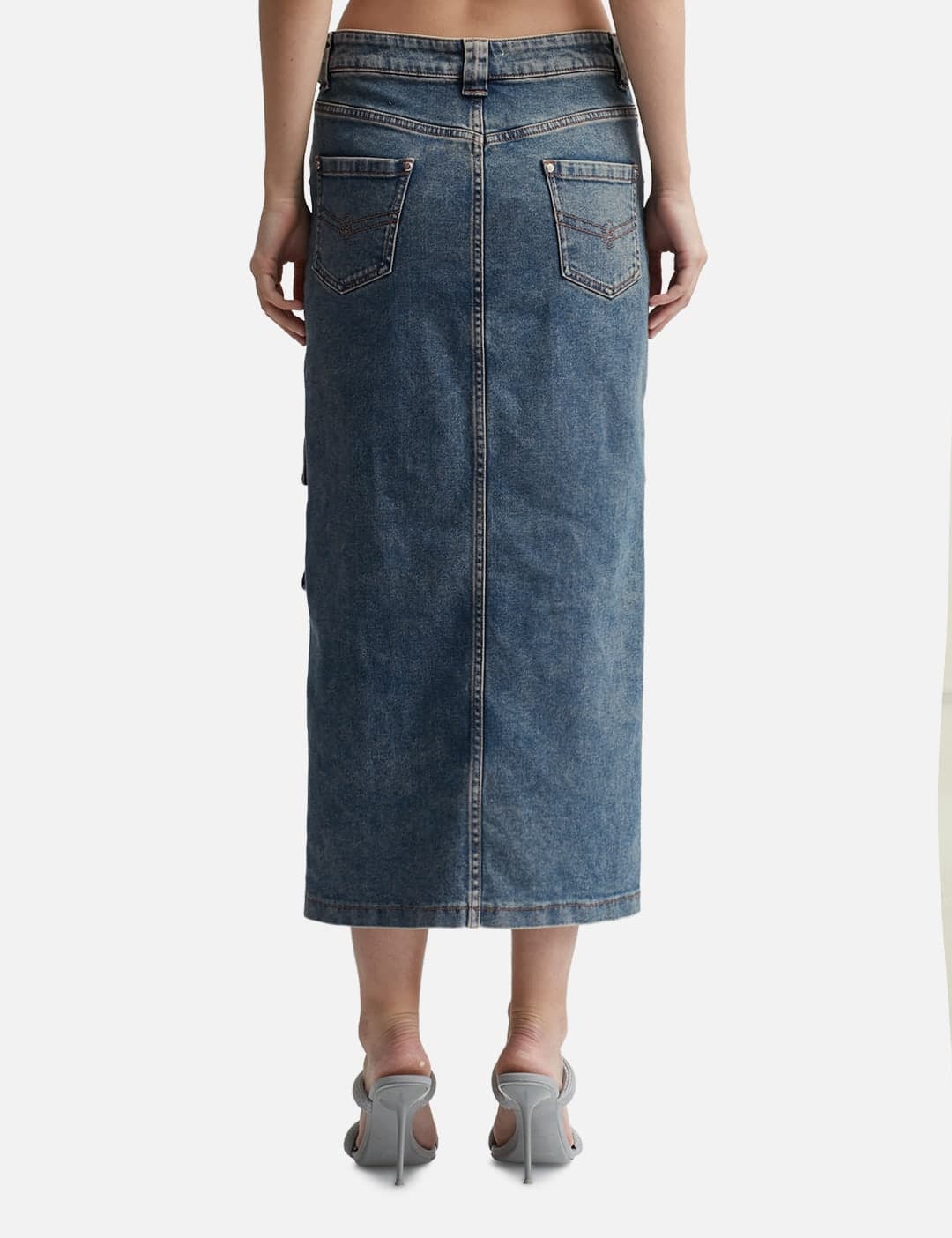 Cargo Denim Midi Skirt view 2