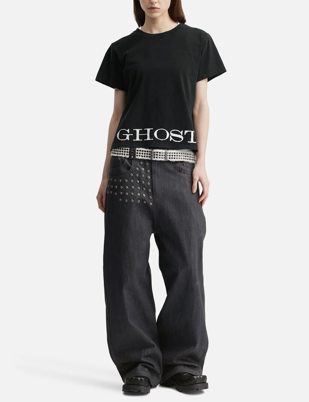 "Caspian" Ghost Fitted T-Shirt In Washed Black view 4
