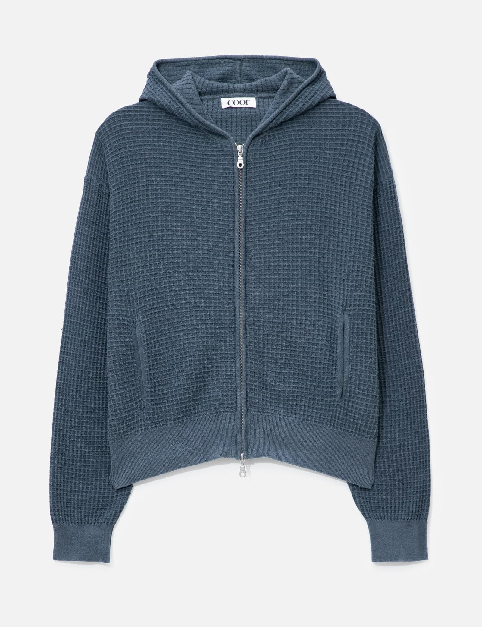 Waffle Cotton Color Dyed Hoodie Zip-Up