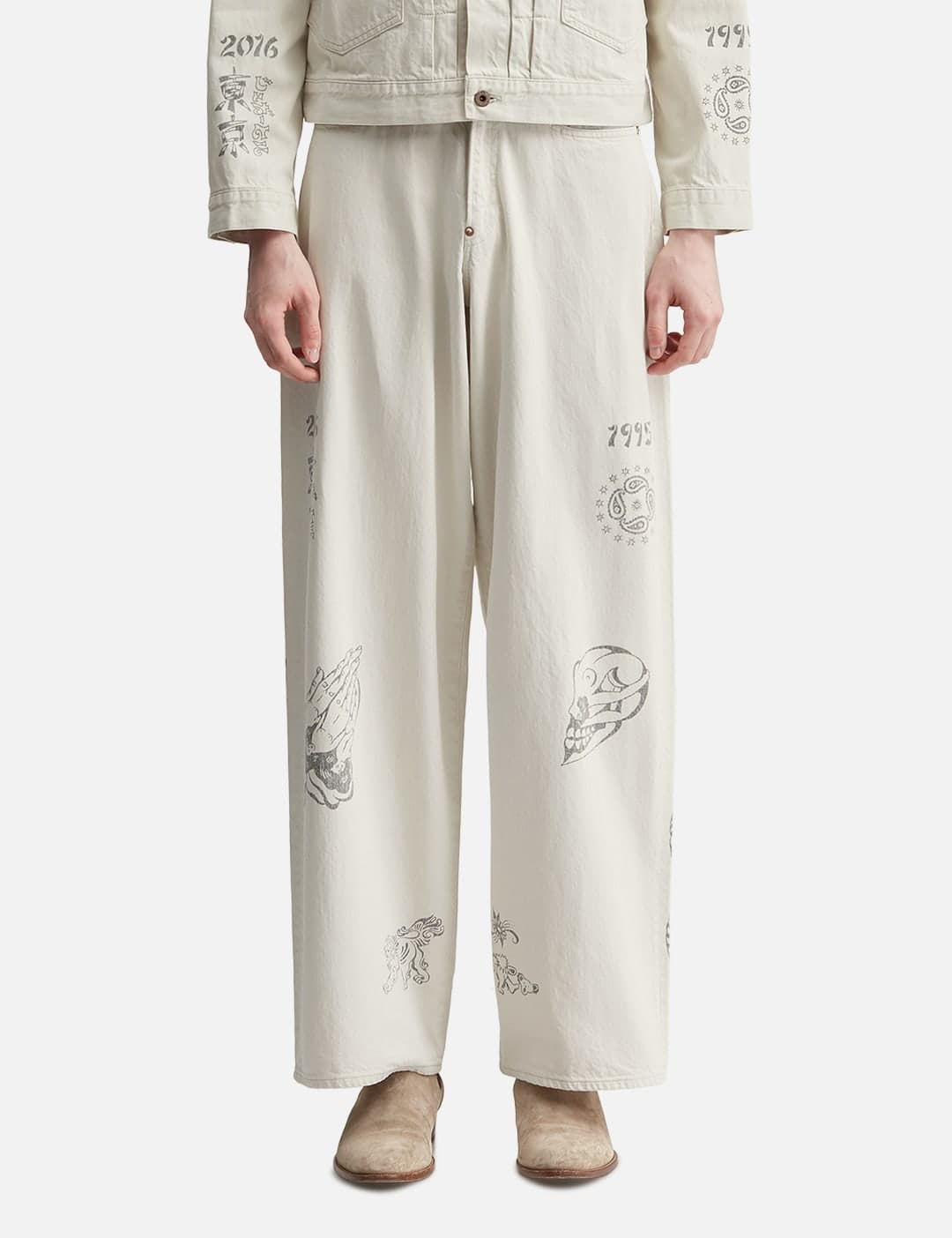 Tattoo Flash Print Modern Denim Wide Cut view 2