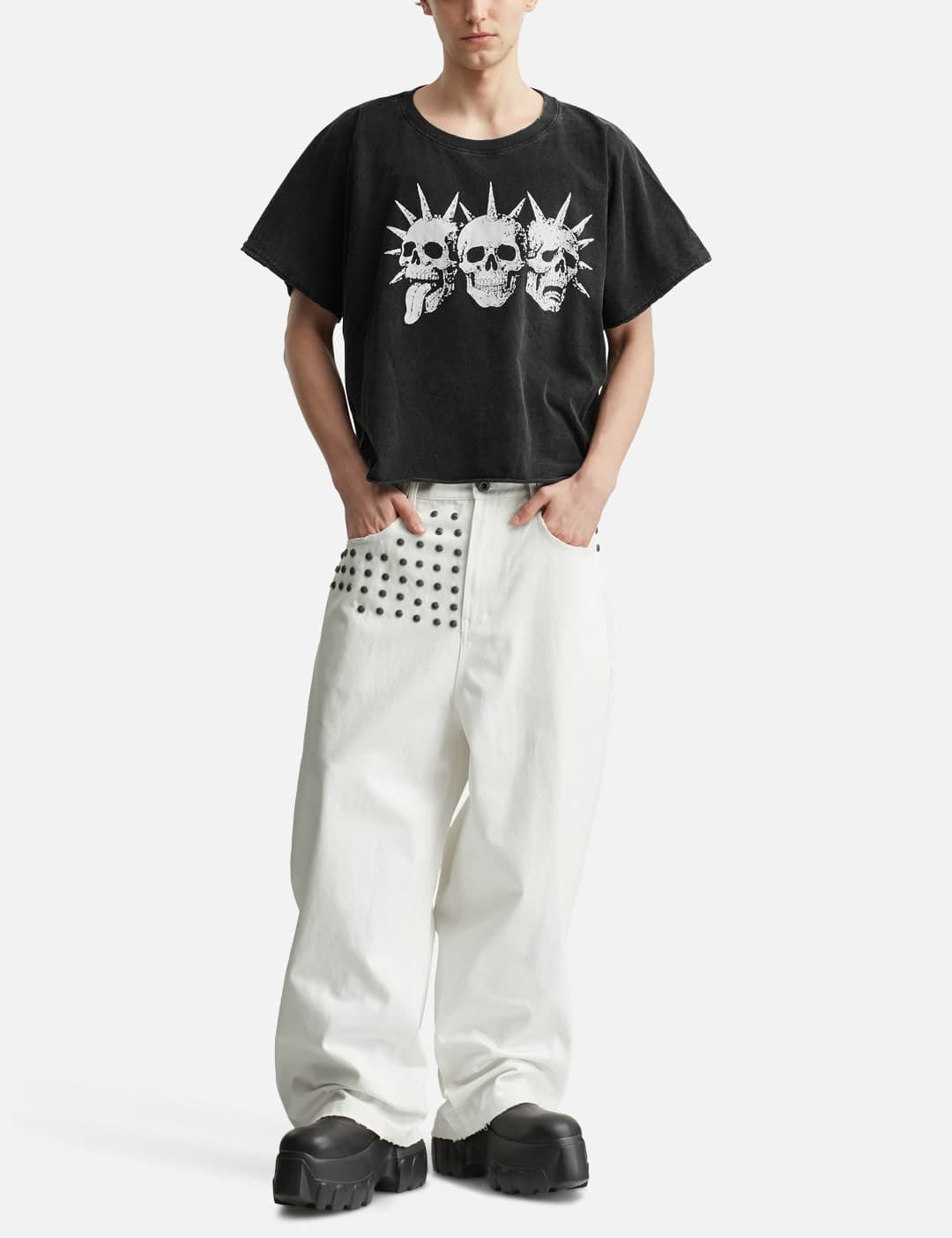 "Devlin" Studded Waxed Baggy Denims view 5