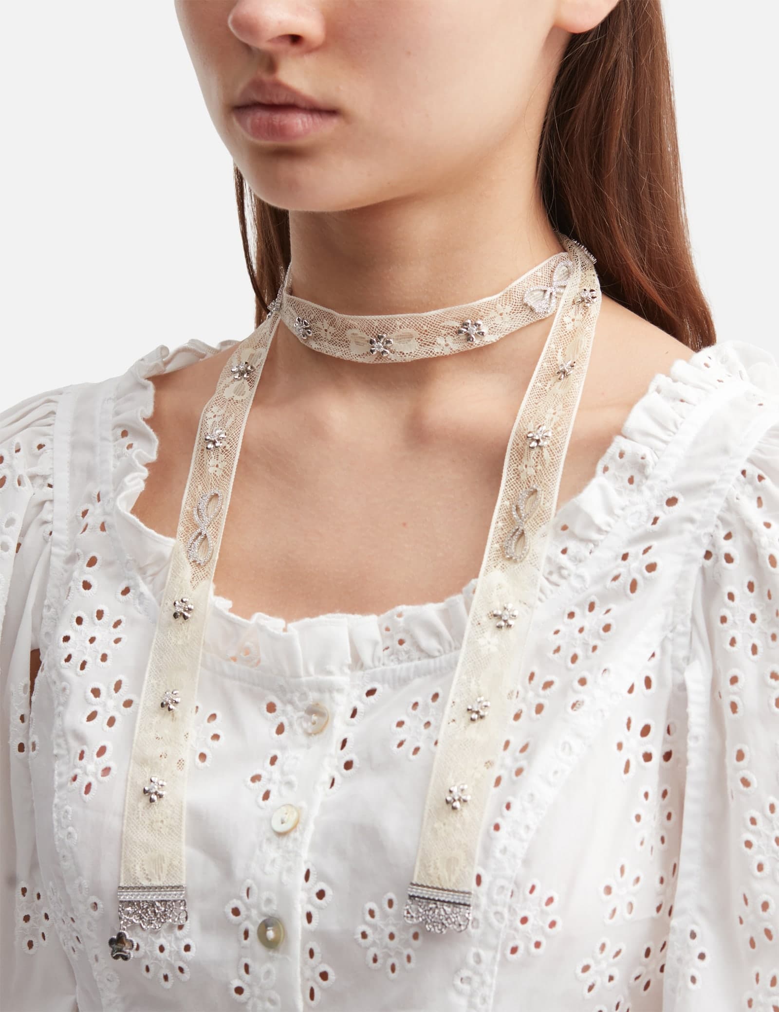 SHUSHU/TONG × YVMIN Gemstone Inlaid Fabric Lace Necklace view 2