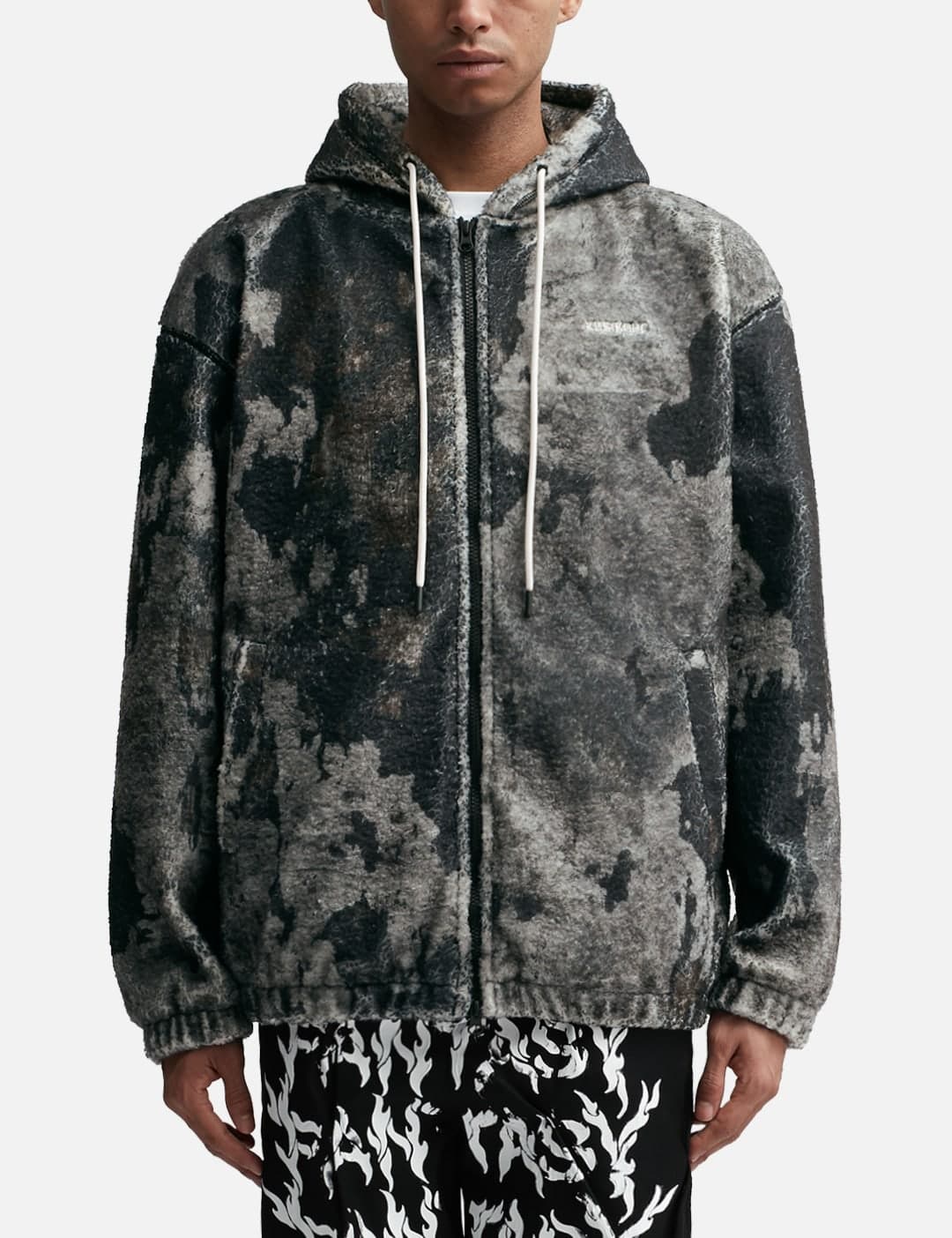 BURN PRINT ZIP-UP FLEECE HOODIE view 3
