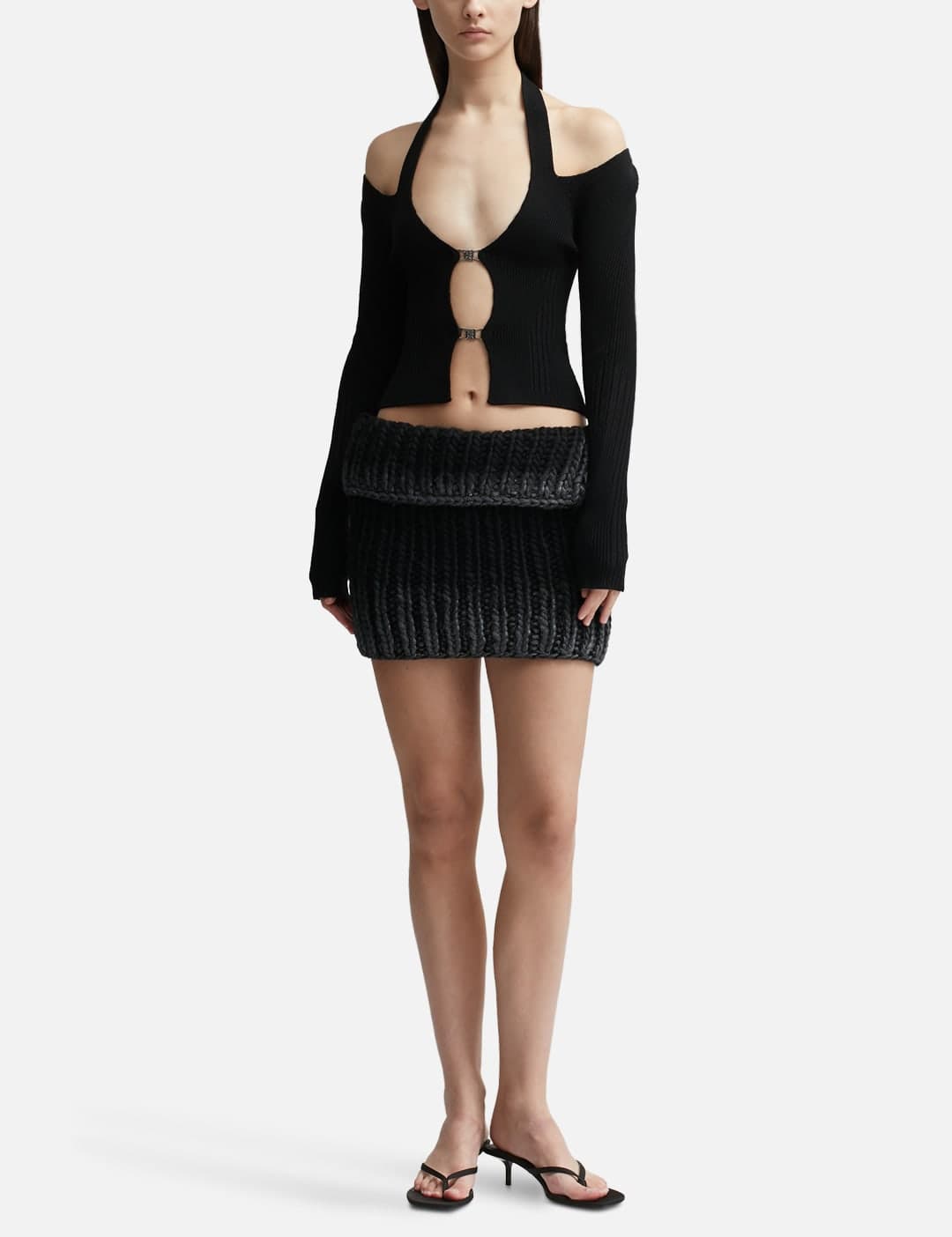 BULKY WAX KNITTED MINI SKIRT view 4