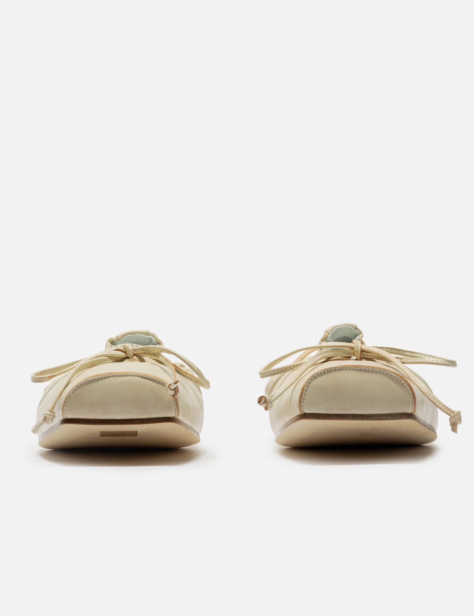 Square-Toe Leather Ballerina Shoes view 2