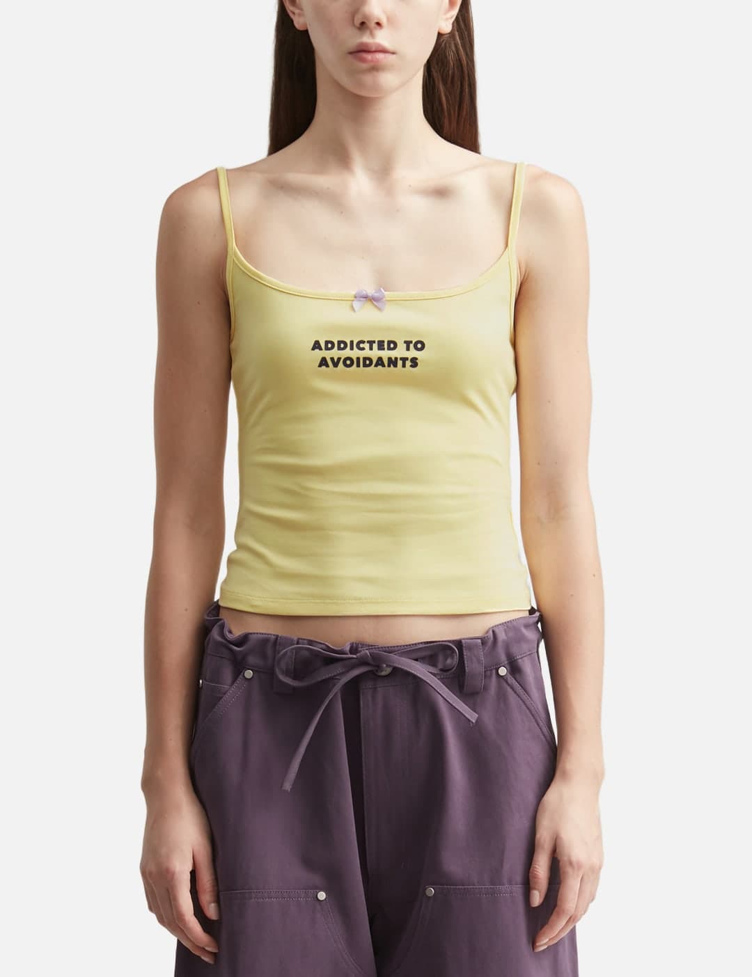 Yellow Print Strap Tank Top view 3