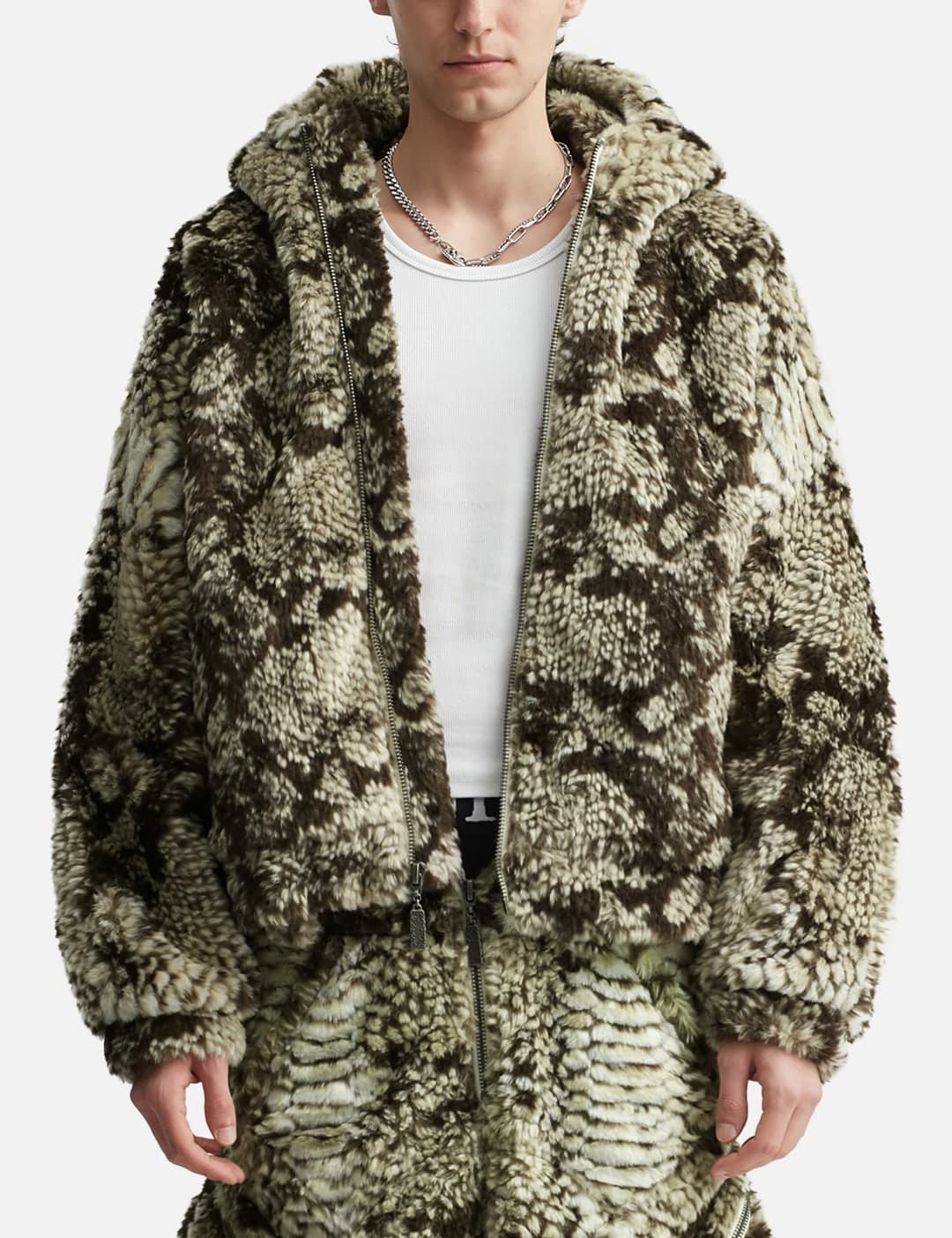 Snakes Jacket 2.0 Faux Fur Jacket With Hood view 3
