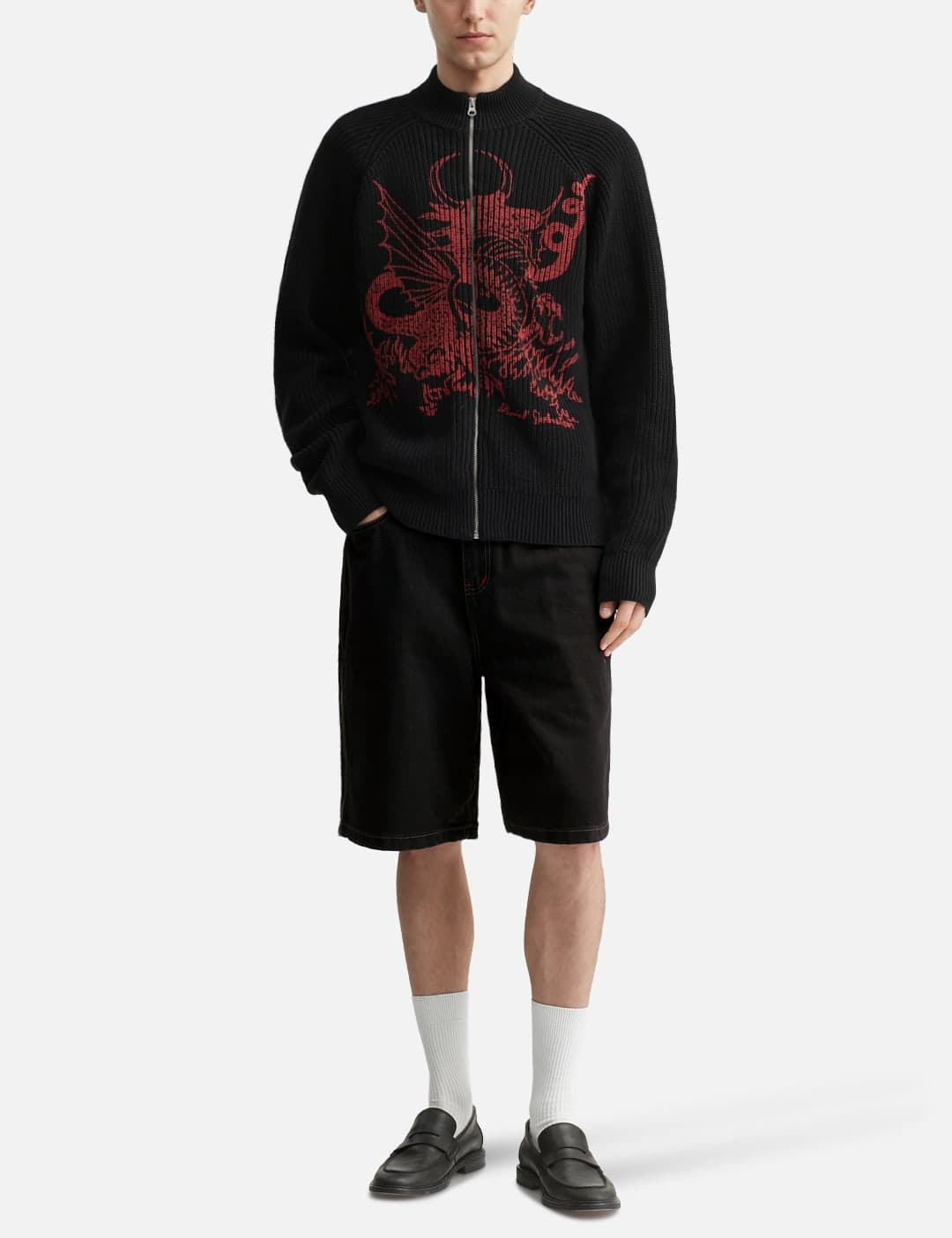 X Daniel Johnston Dragon Knit Zip-Thru Sweater view 3