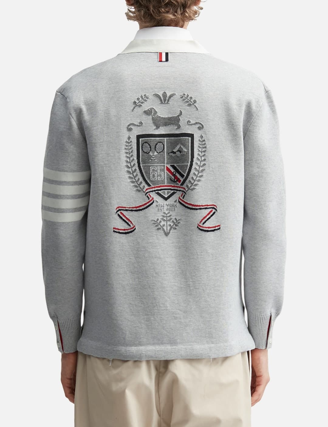 Crest Intarsia Jacquard 4-Bar Rugby Fit Cardigan view 4