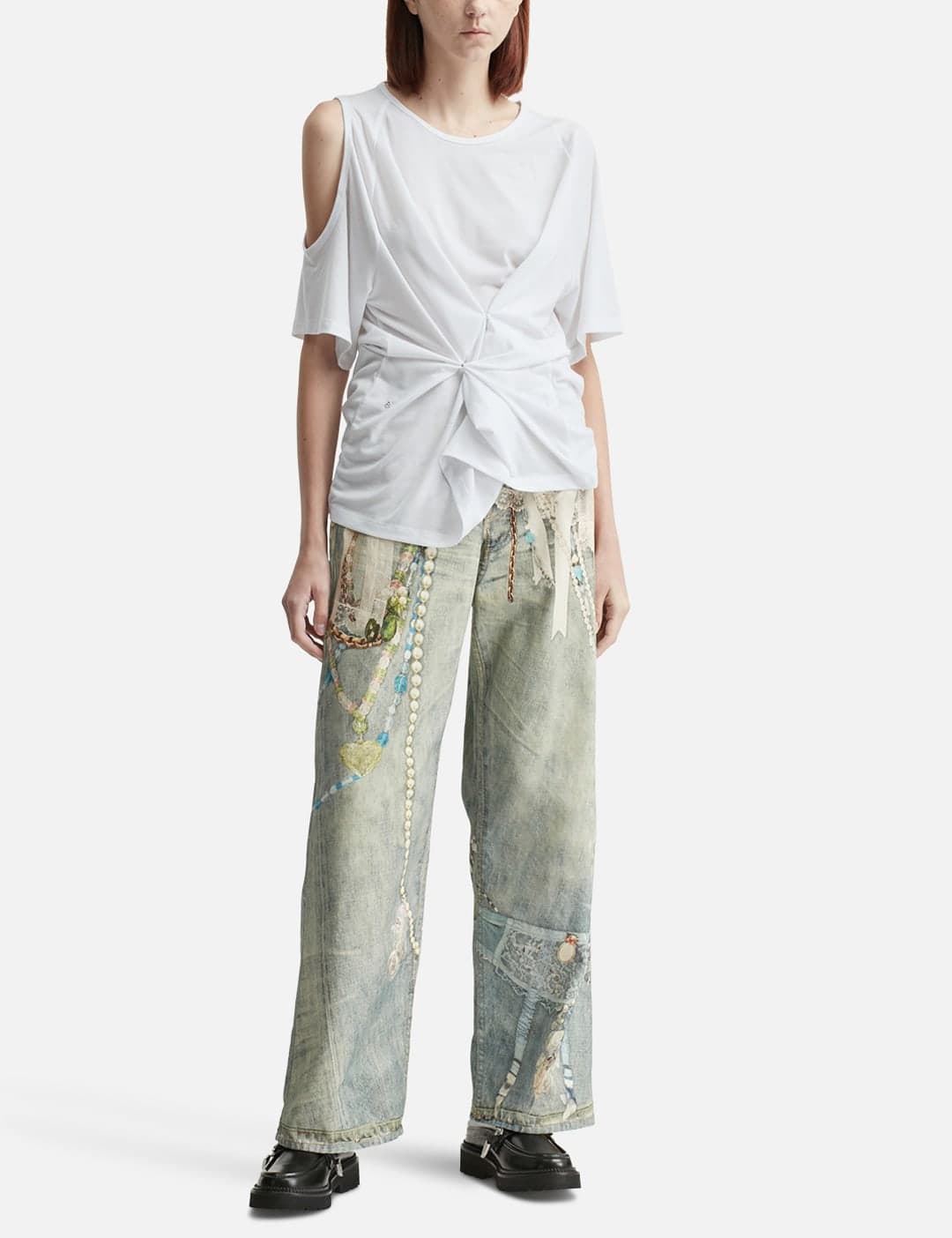 One-Slit Snap T-Shirts In White view 4