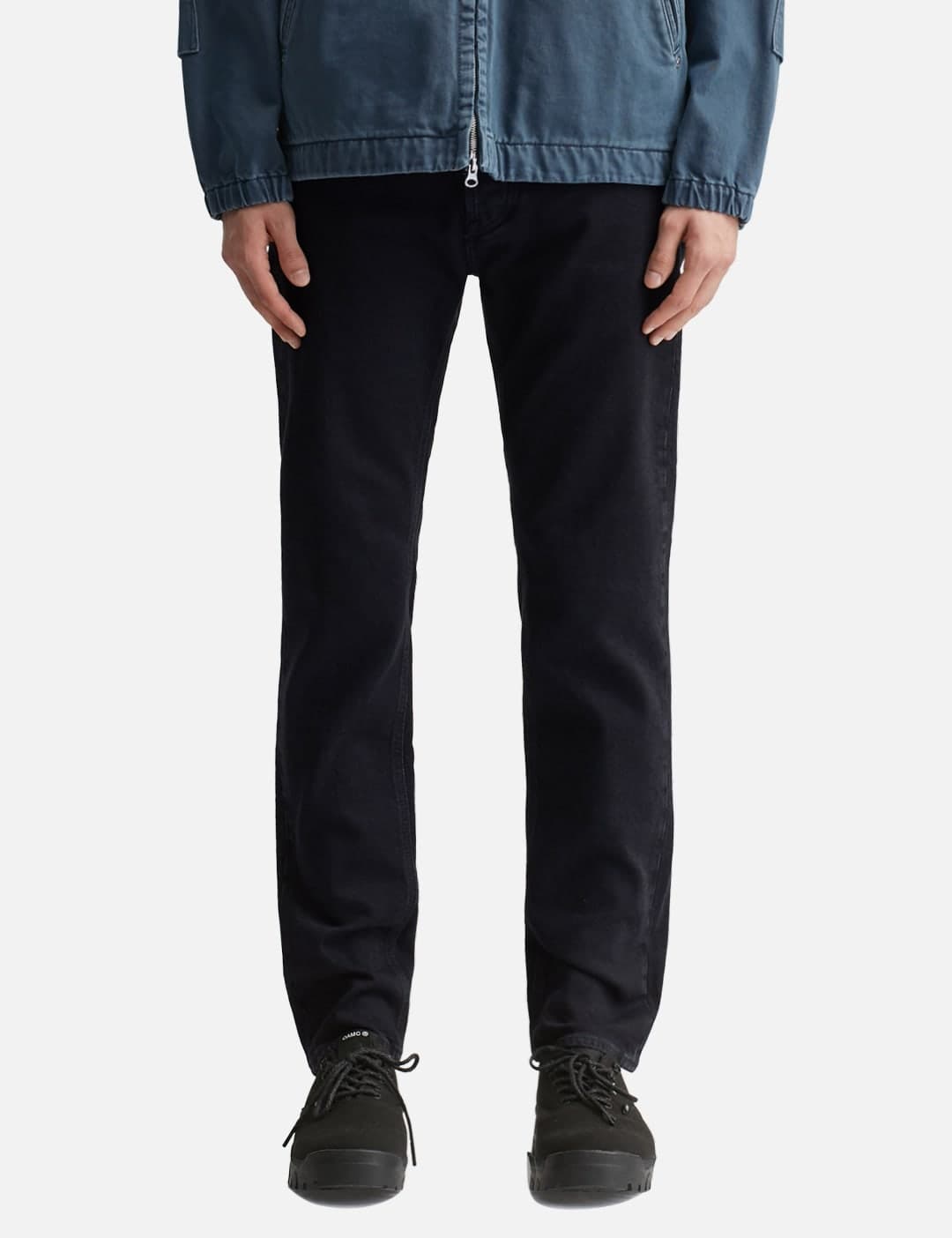 Stretch Black Denim-Rinsed Slim Fit Five-Pocket Jeans view 3