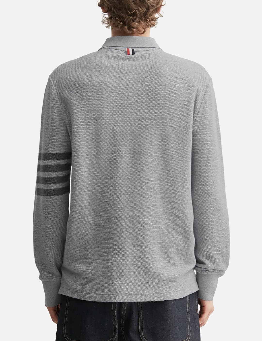 Textured Pique 4-Bar Long Sleeve Polo view 4