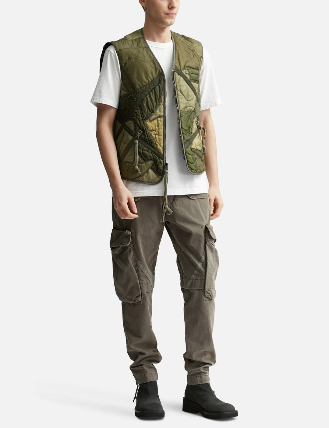 Mixed Puffer Zip Vest view 3