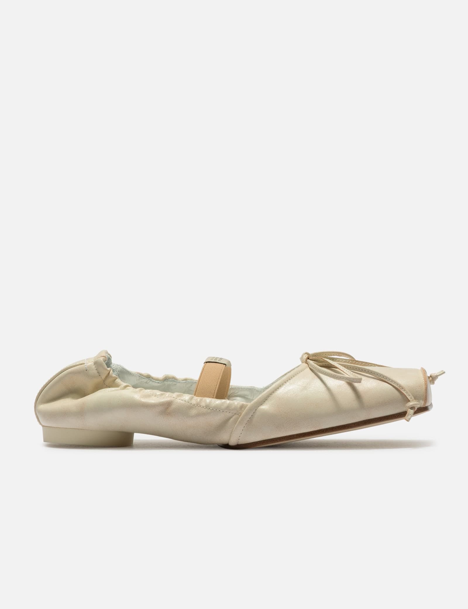 Square-Toe Leather Ballerina Shoes view 1