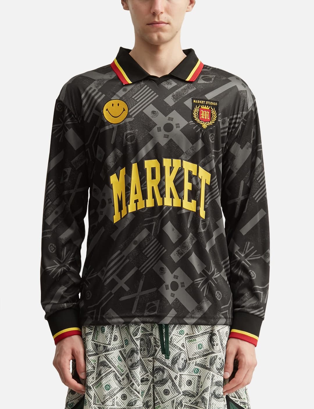 Smiley International Flags Long Sleeves Soccer Jersey view 3