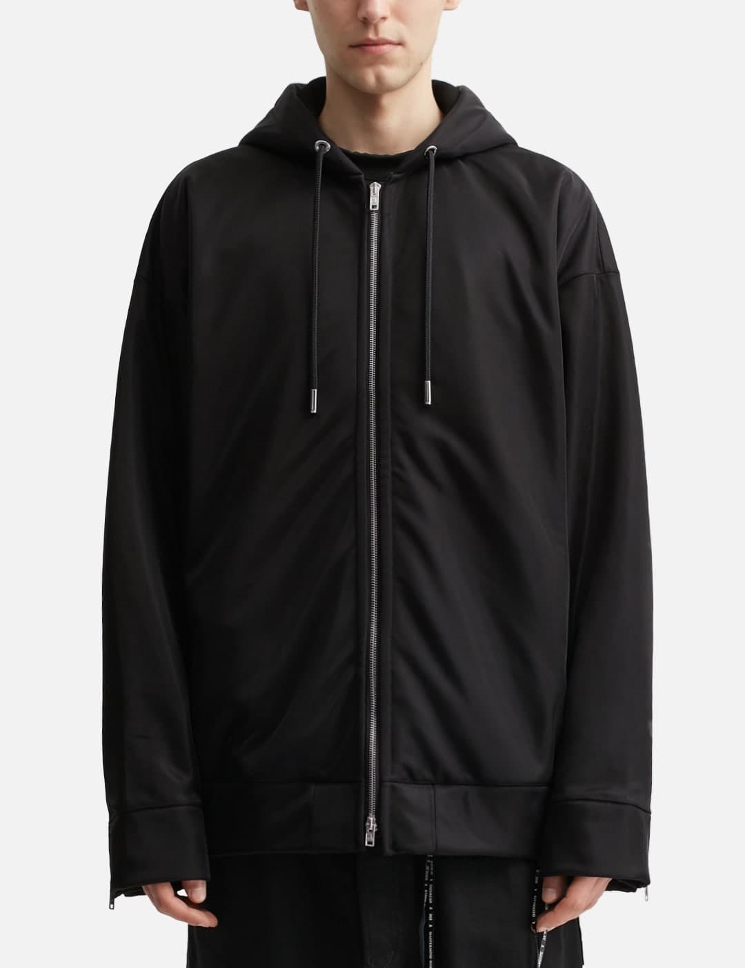 Sheer Layered Zip-Up Boxy Hoodie view 3