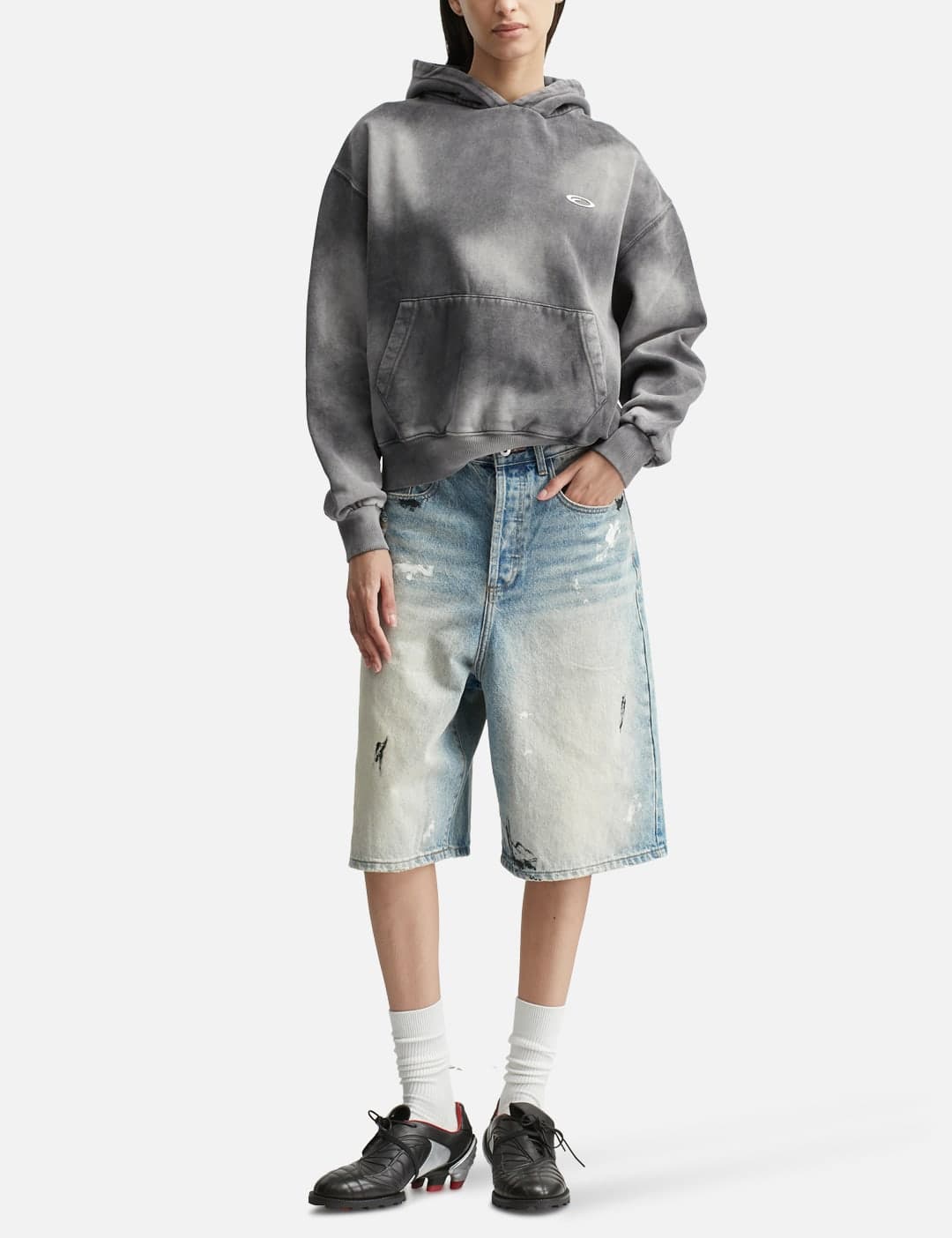 Dirty Mid Blue Baggy Shorts view 4