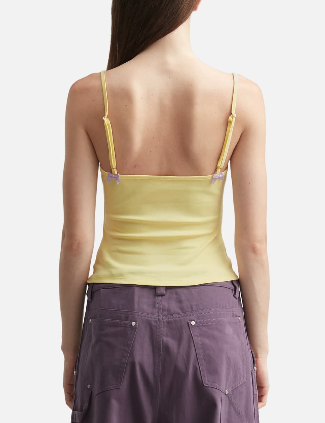 Yellow Print Strap Tank Top view 4