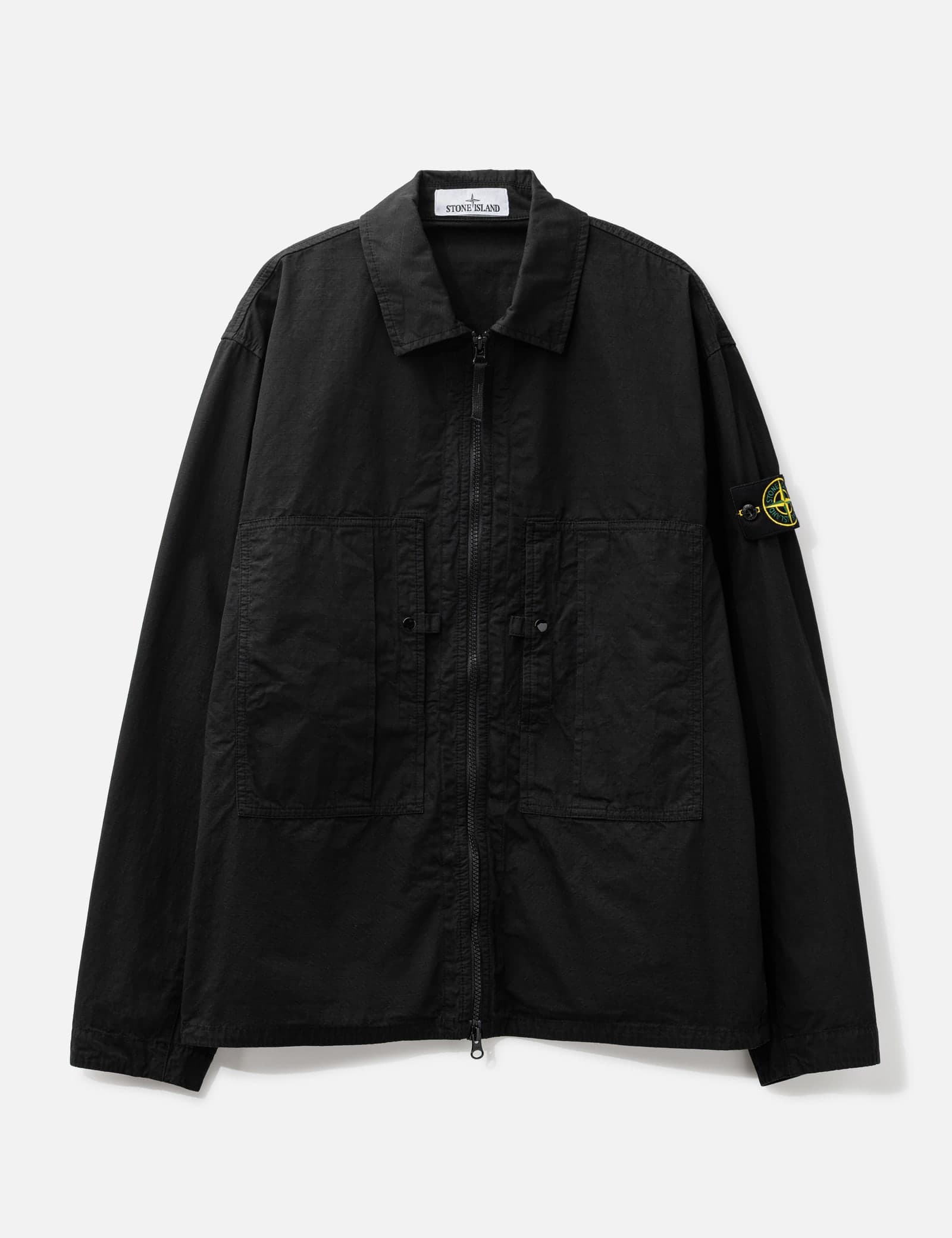Mercerised Organic Cotton Ripstop Zip-Up Overshirt view 1