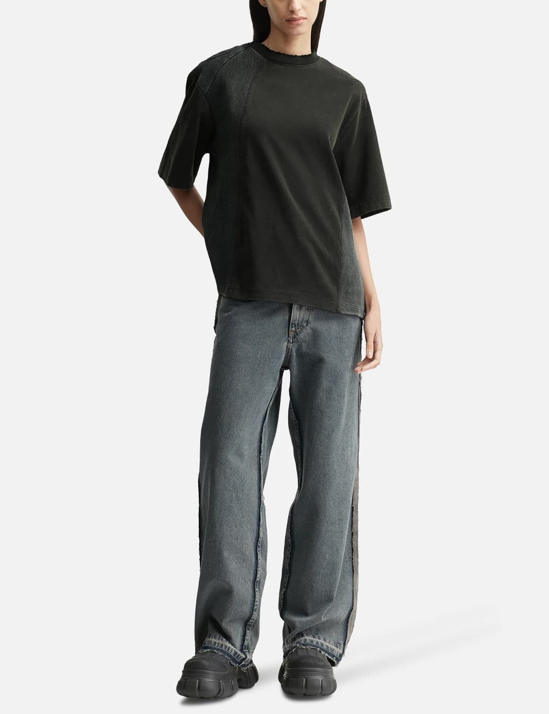 Paneled Padded Washed T-Shirt view 4