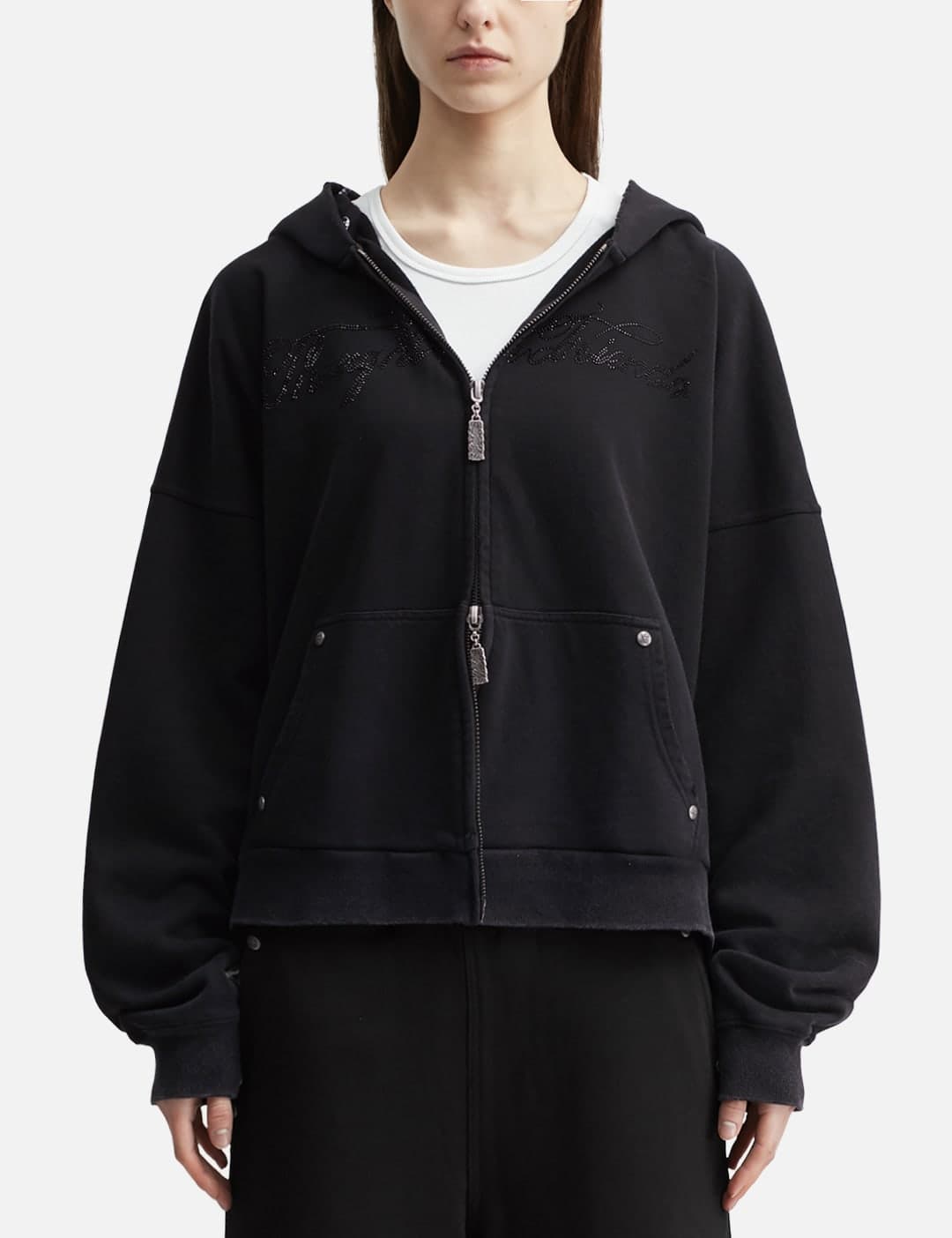 "Nyra" Zip-Up Hoodie With Detachable Fur Trim Hood view 7