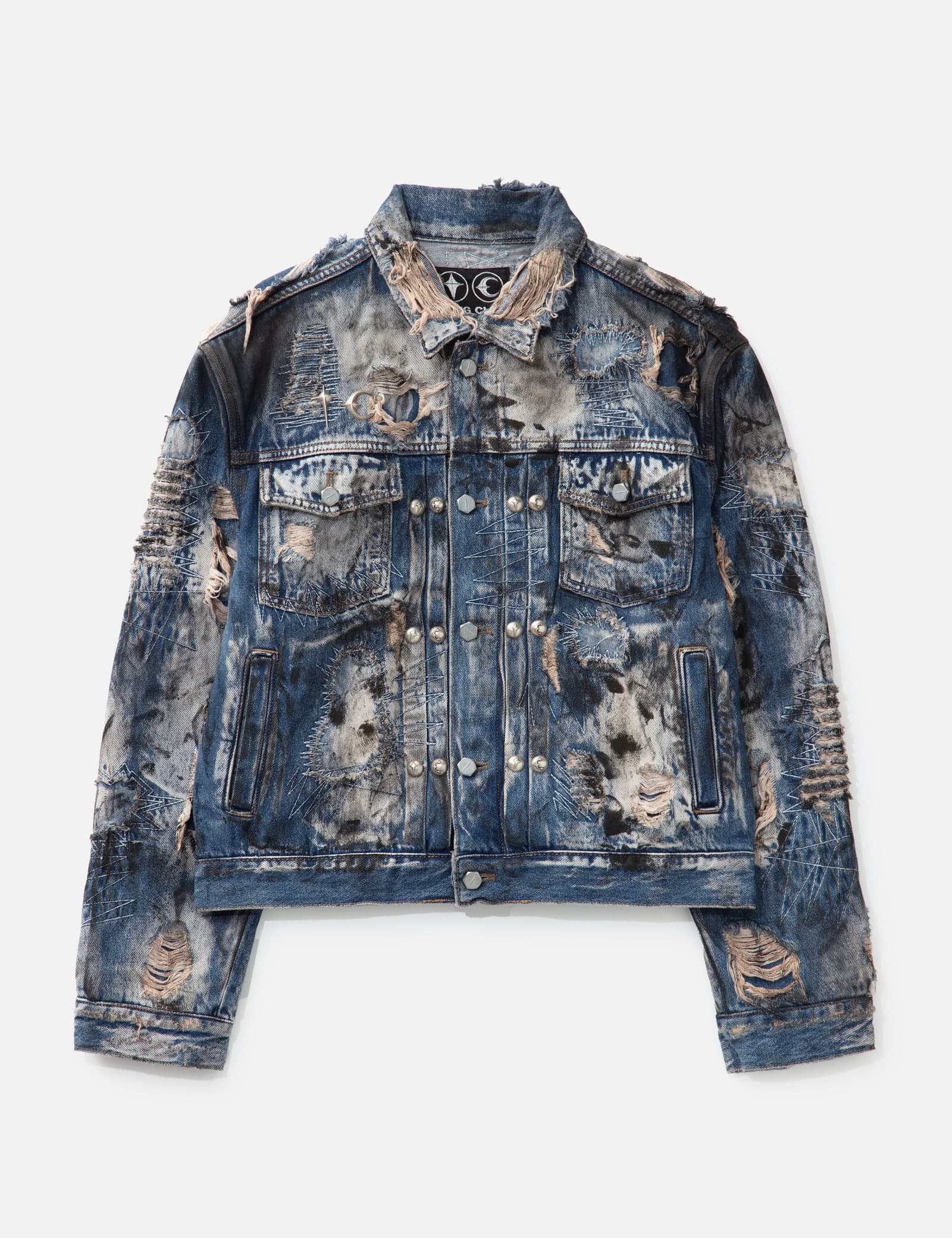 Hard-Washed Damaged Denim Jacket view 1