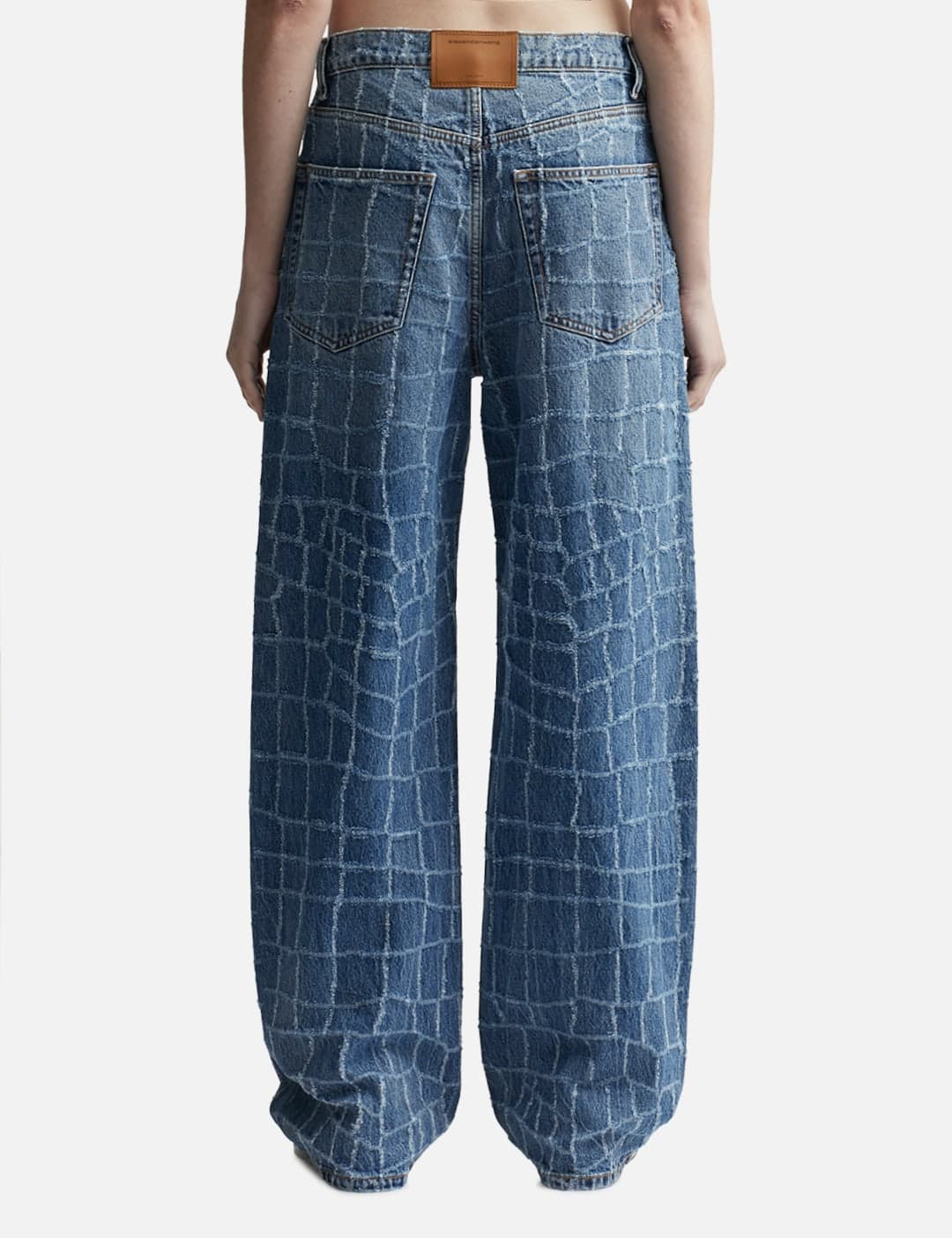 Laser-Distressed Denim Jeans view 3