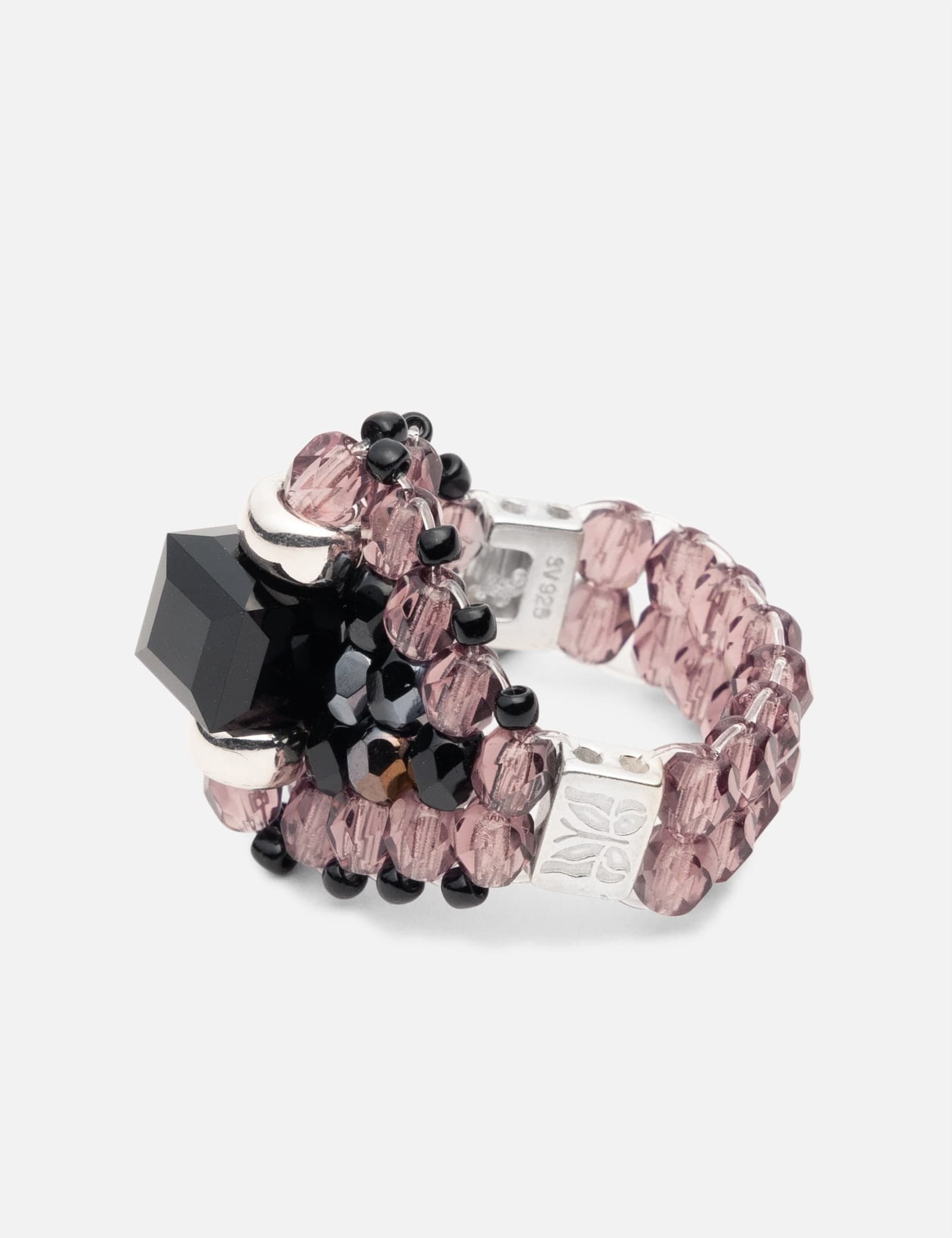X Tie A Knot Square Crystal Beads Ring view 1