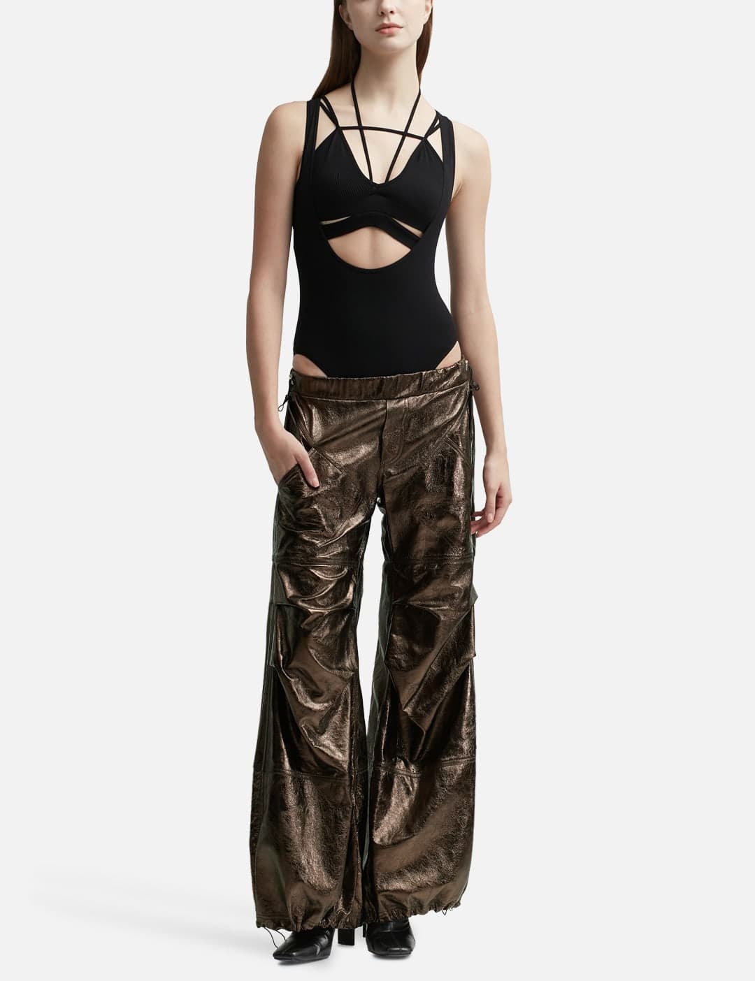 WET LEATHER CARGO PANTS view 4