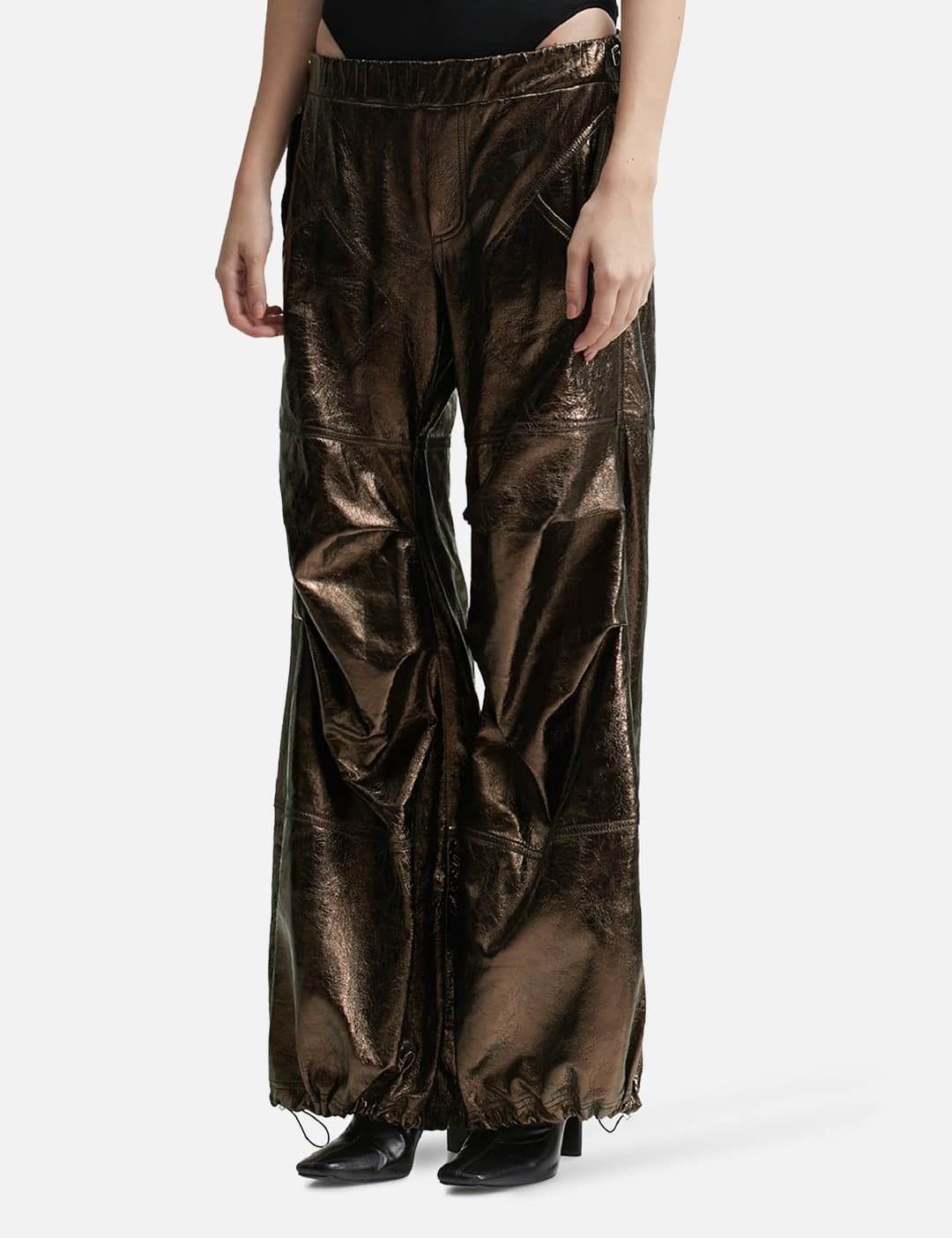 WET LEATHER CARGO PANTS view 2