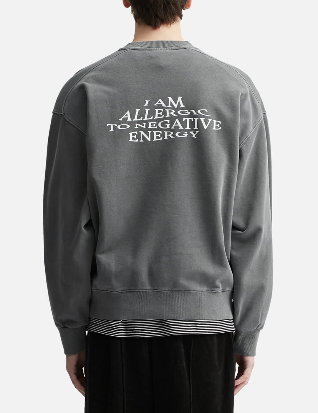 "Allergic To Negativity Grey Washed" Crewneck view 2
