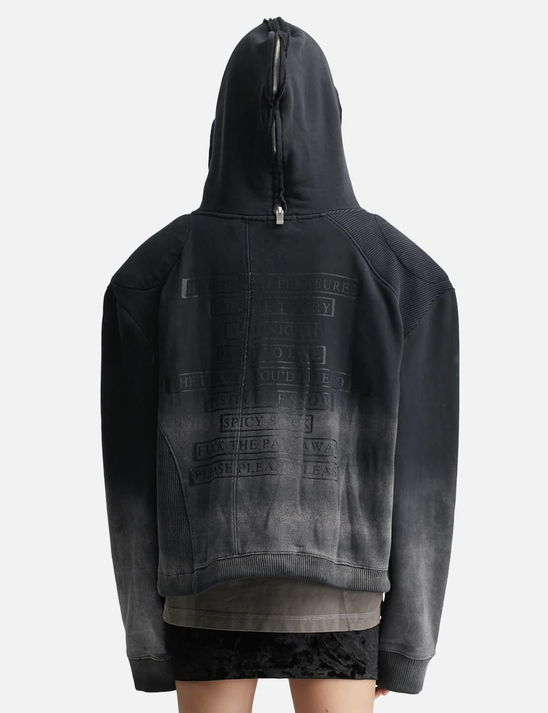 Panelled Padded Zipped Grey Hoodie view 3