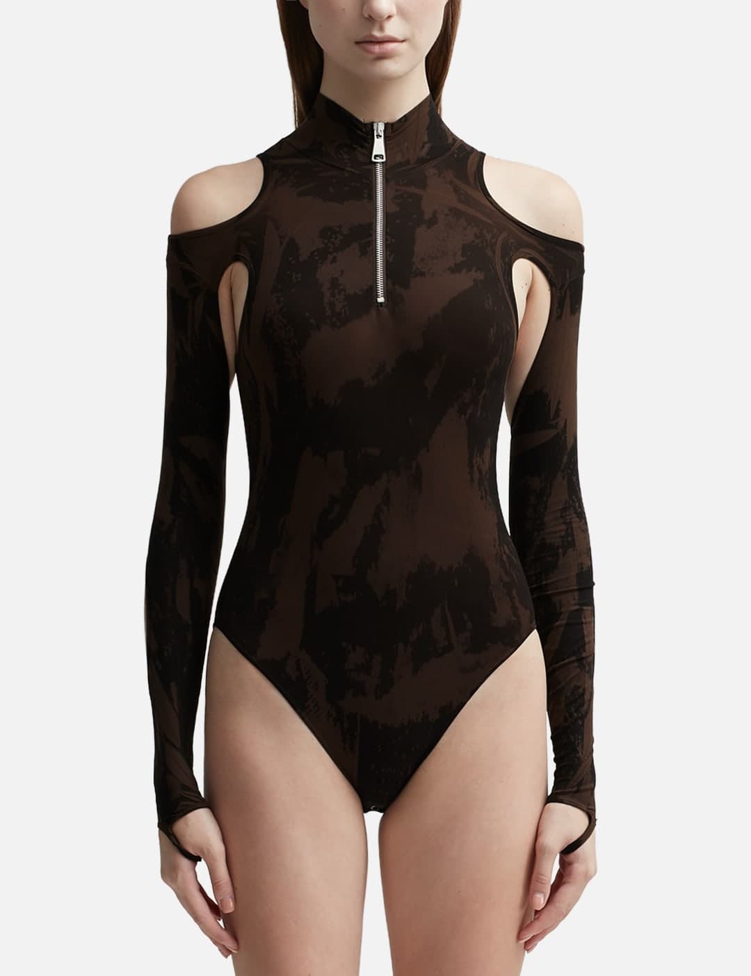 CUT-OUT PRINTED SCULPTING BODYSUIT view 5