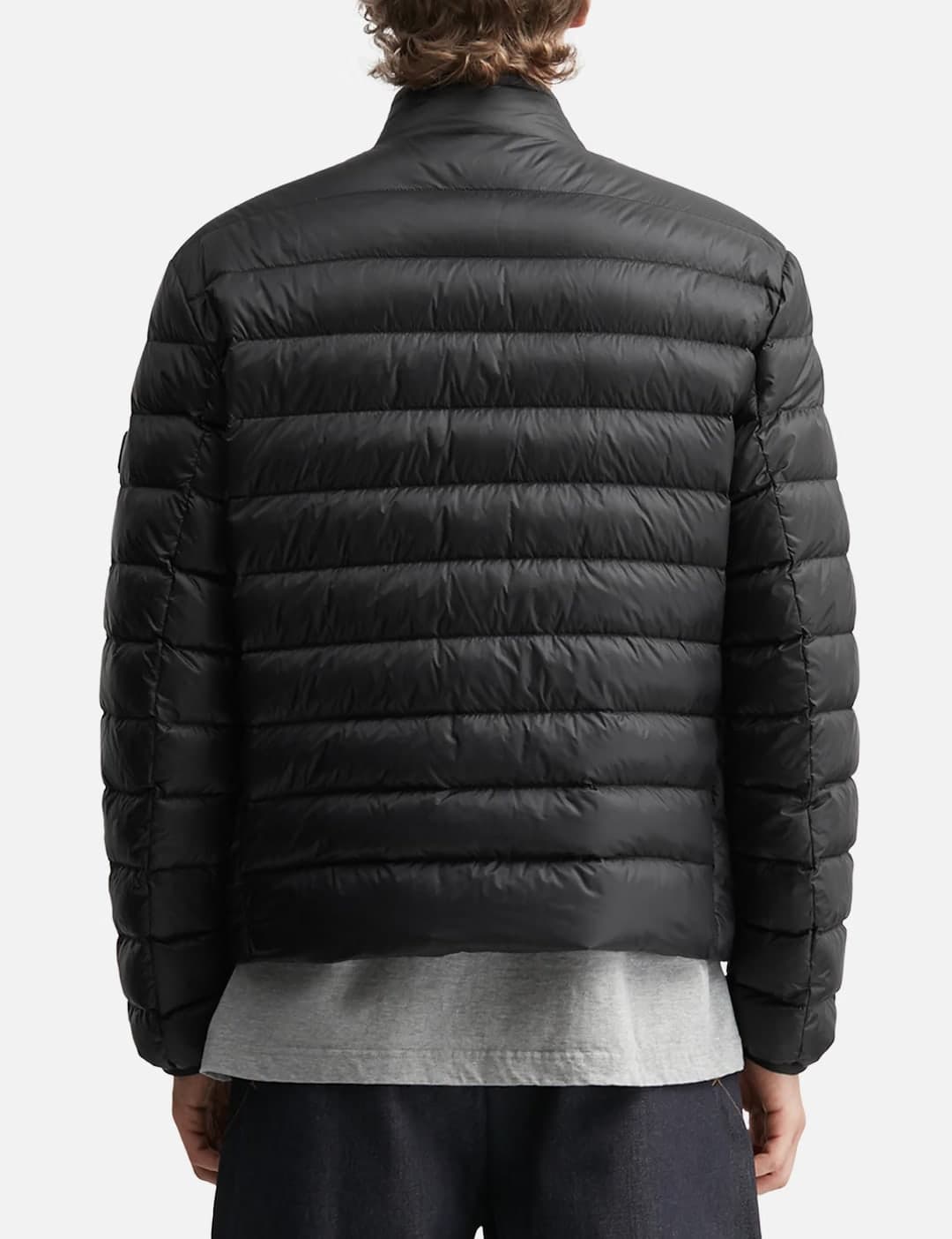 Mackinac Diagonal-Quilted Down Biker Jacket view 4
