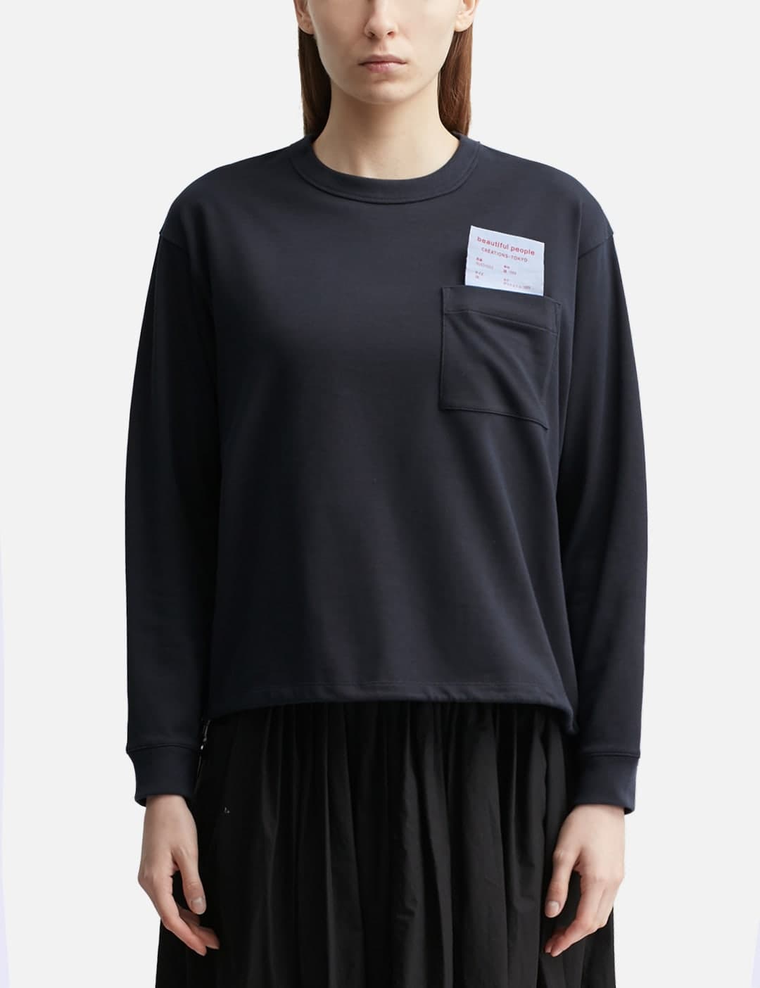 Suvin Compact Jersey Big QOL Tag Long T-Shirt view 3