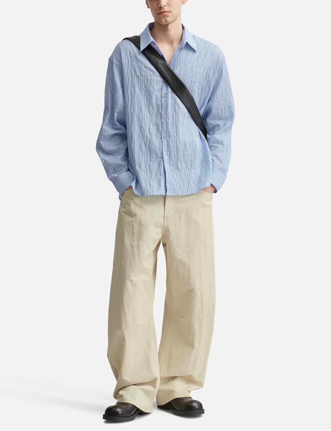 Semi-Overfit Wrinkle Stripe Shirt view 3