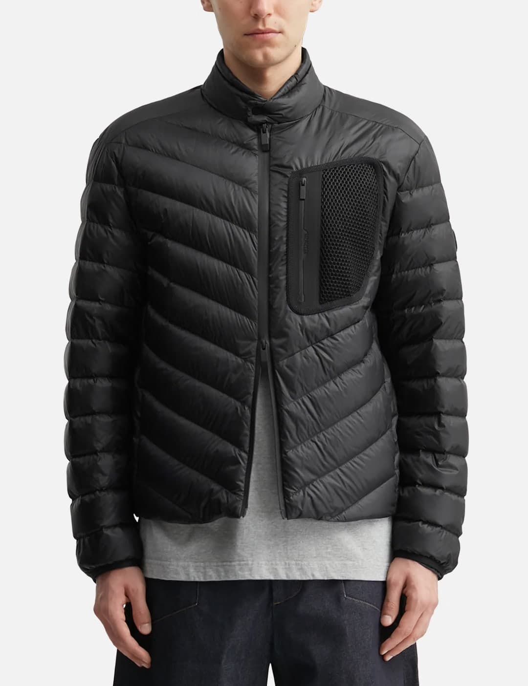 Mackinac Diagonal-Quilted Down Biker Jacket view 3