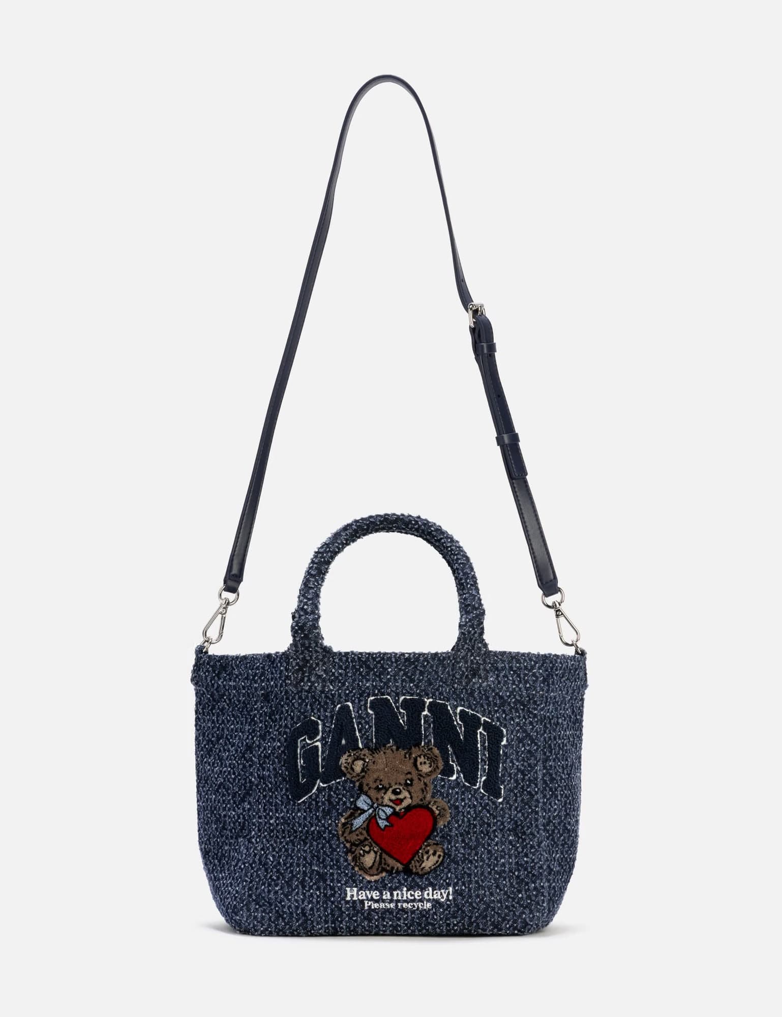 Small Trapeze Shopper Bear Tweed Denim view 3
