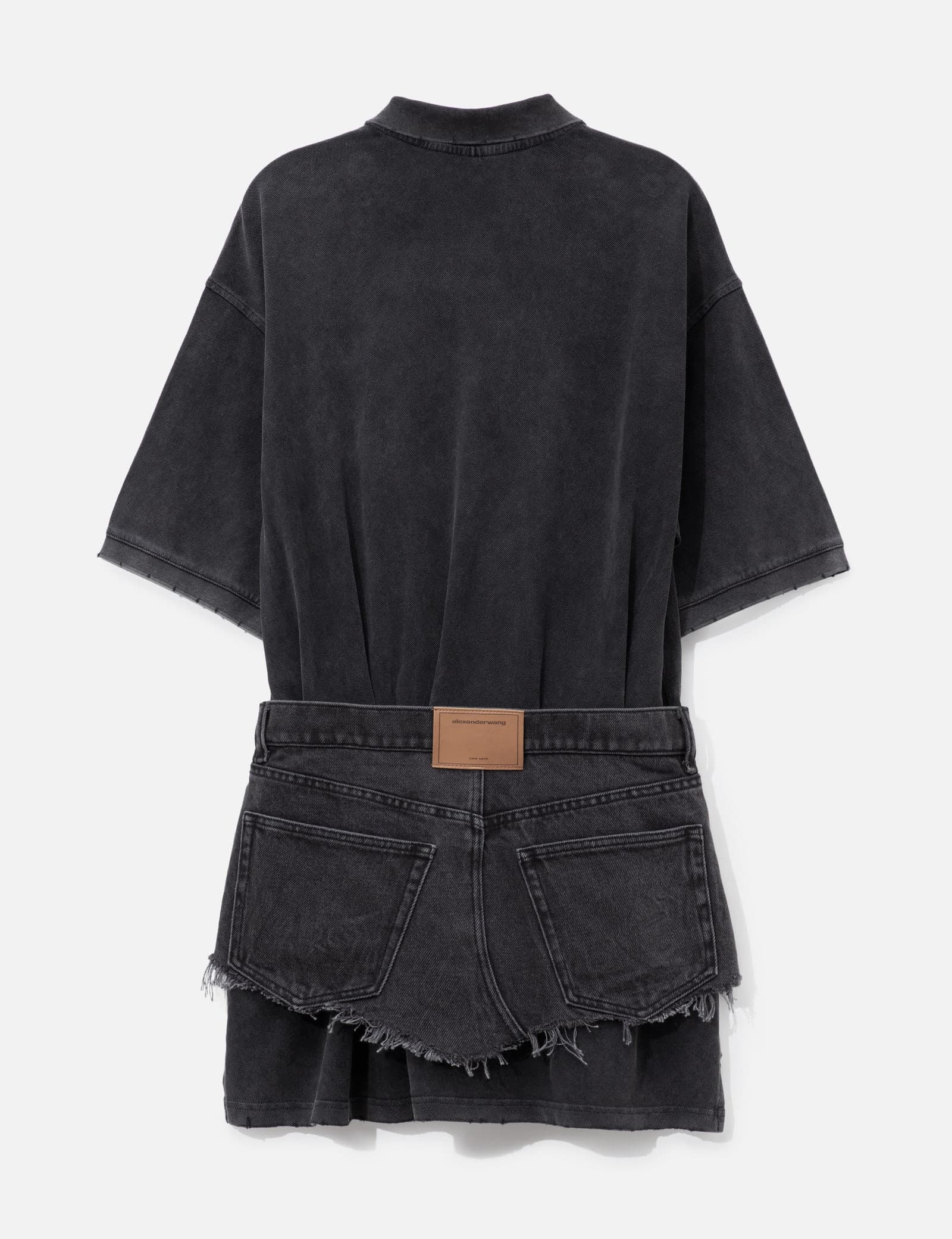 Layered Polo Mini Dress With Reconstructed Denim Skirt view 2
