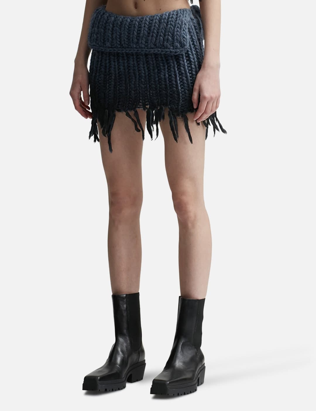 Coated Bulky Knitted Mini Skirt