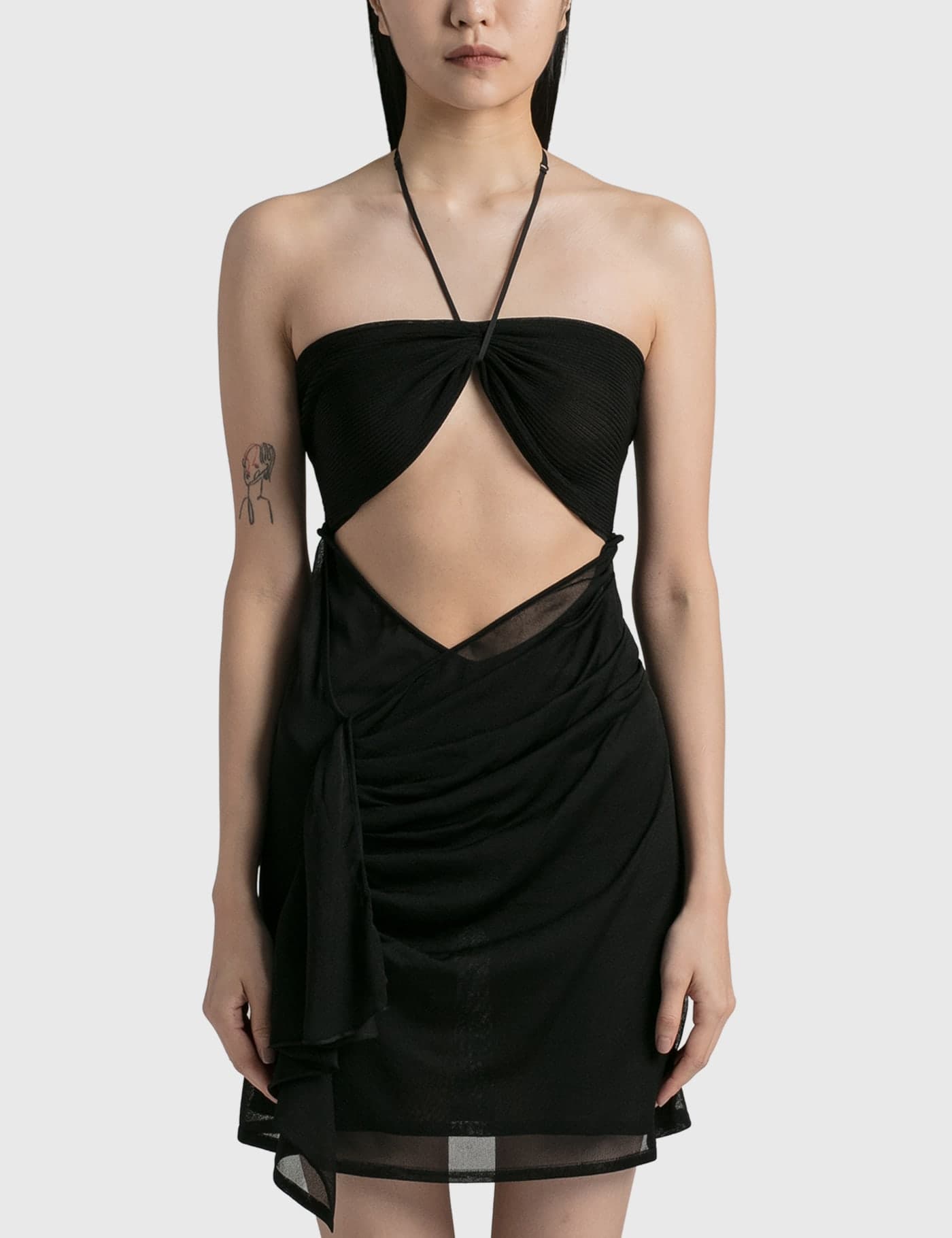 Ribbed Knit Cut-Out Mini Dress
