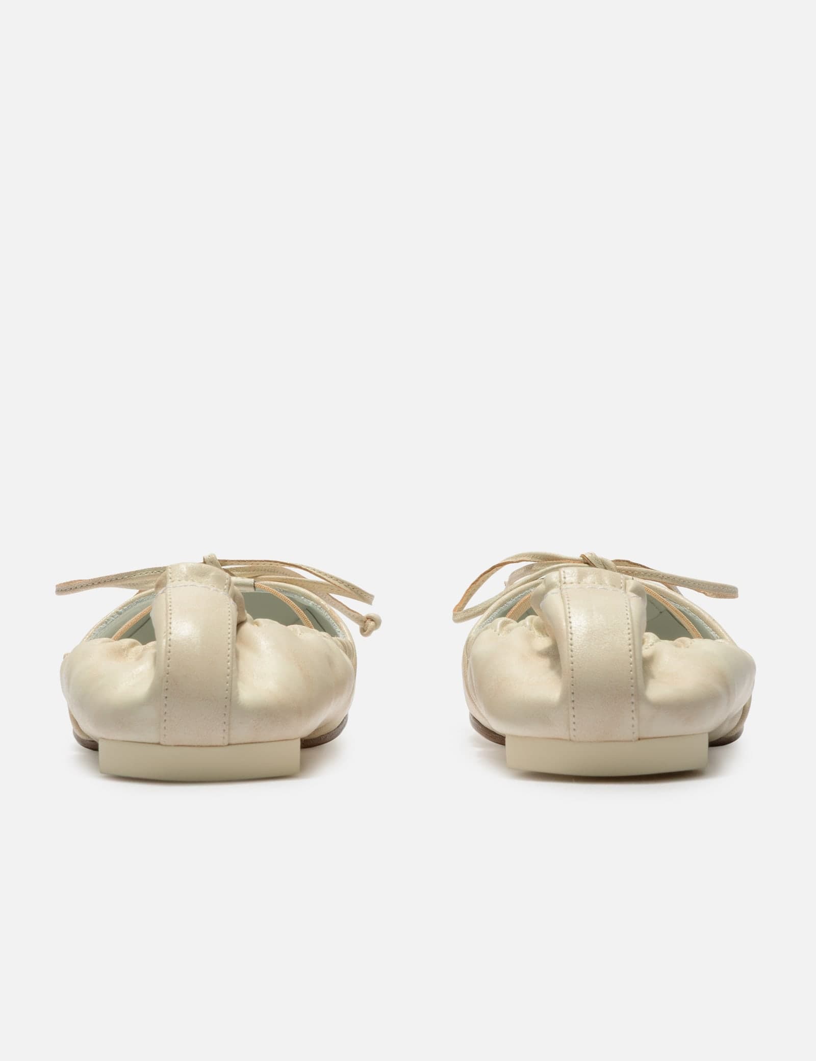 Square-Toe Leather Ballerina Shoes view 3